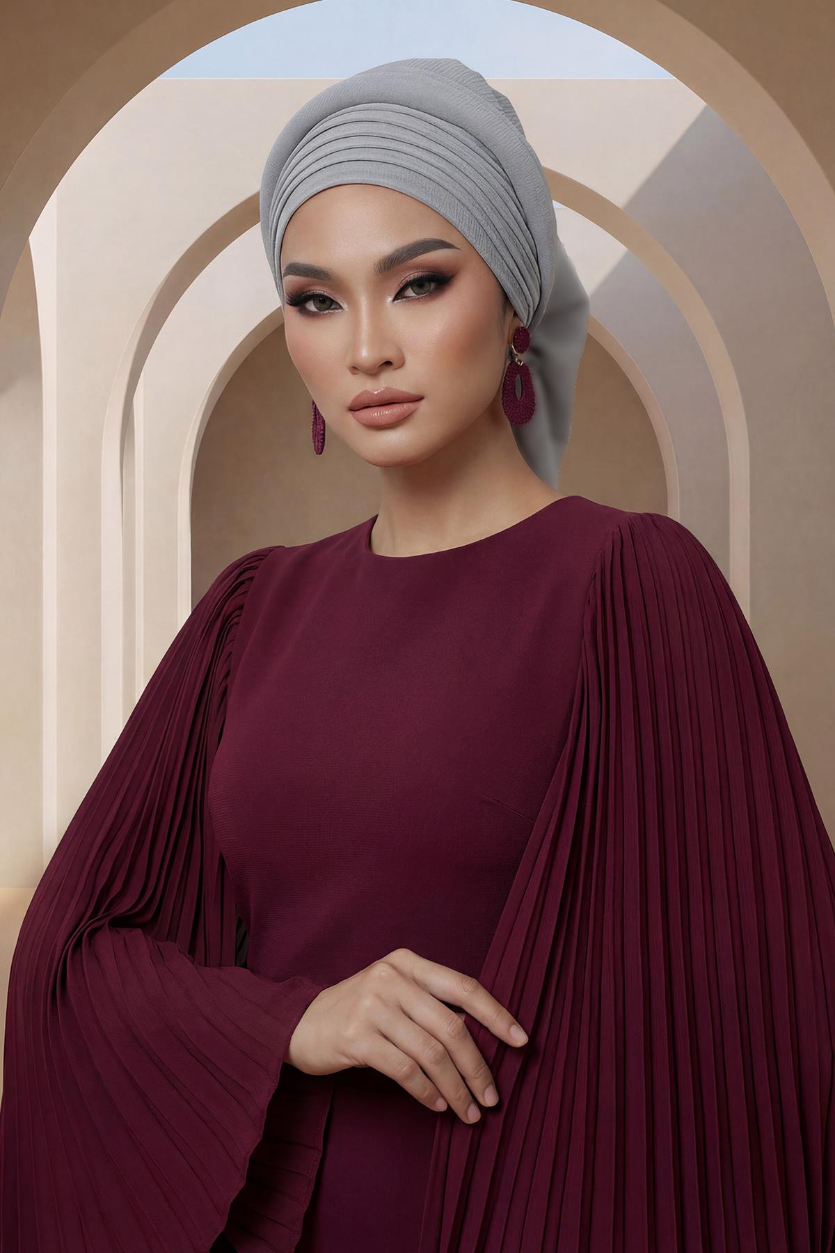 Pileli Tasarım Hazır Türban,HT-108A