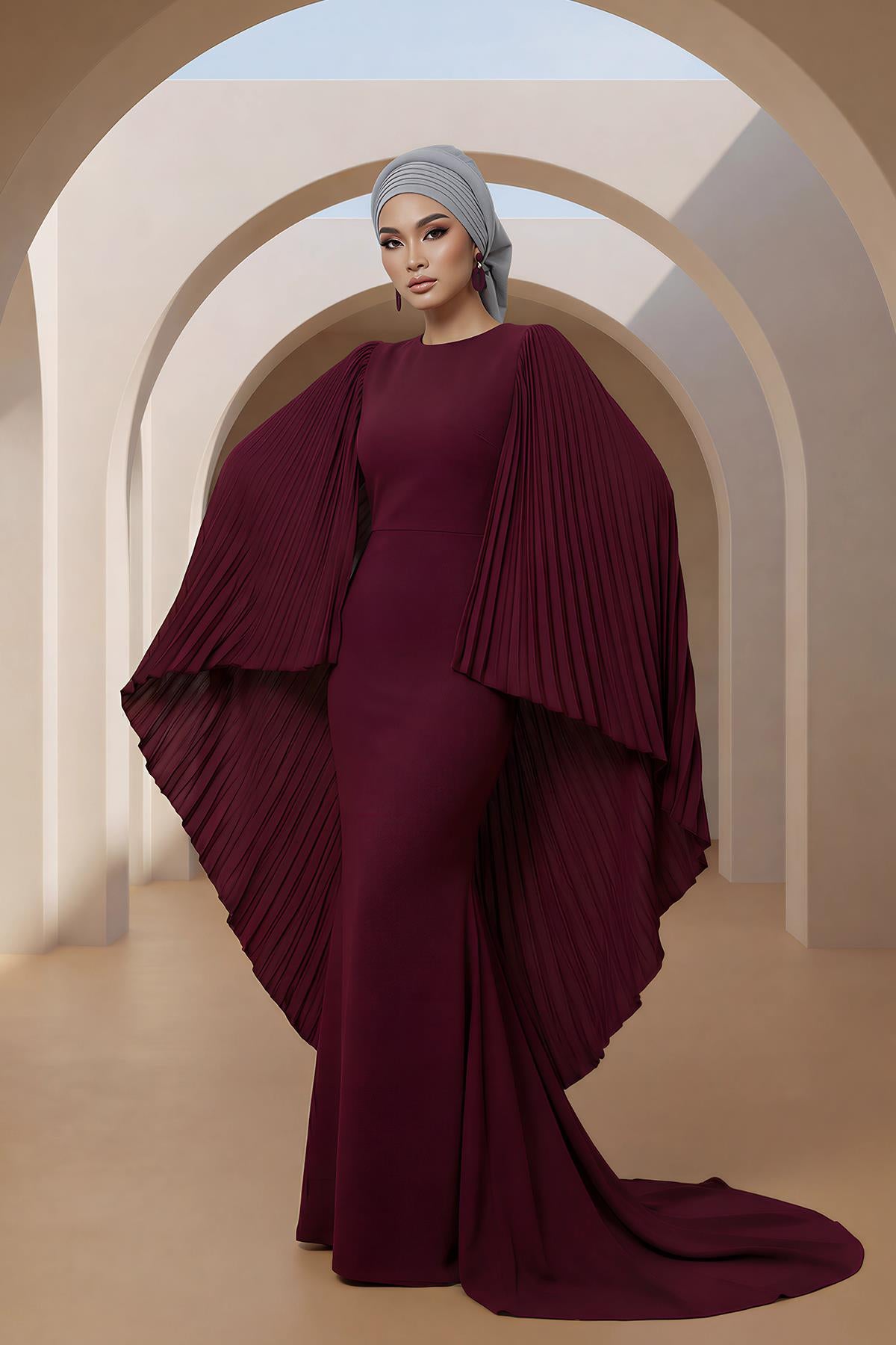 Pileli Tasarım Hazır Türban,HT-108A