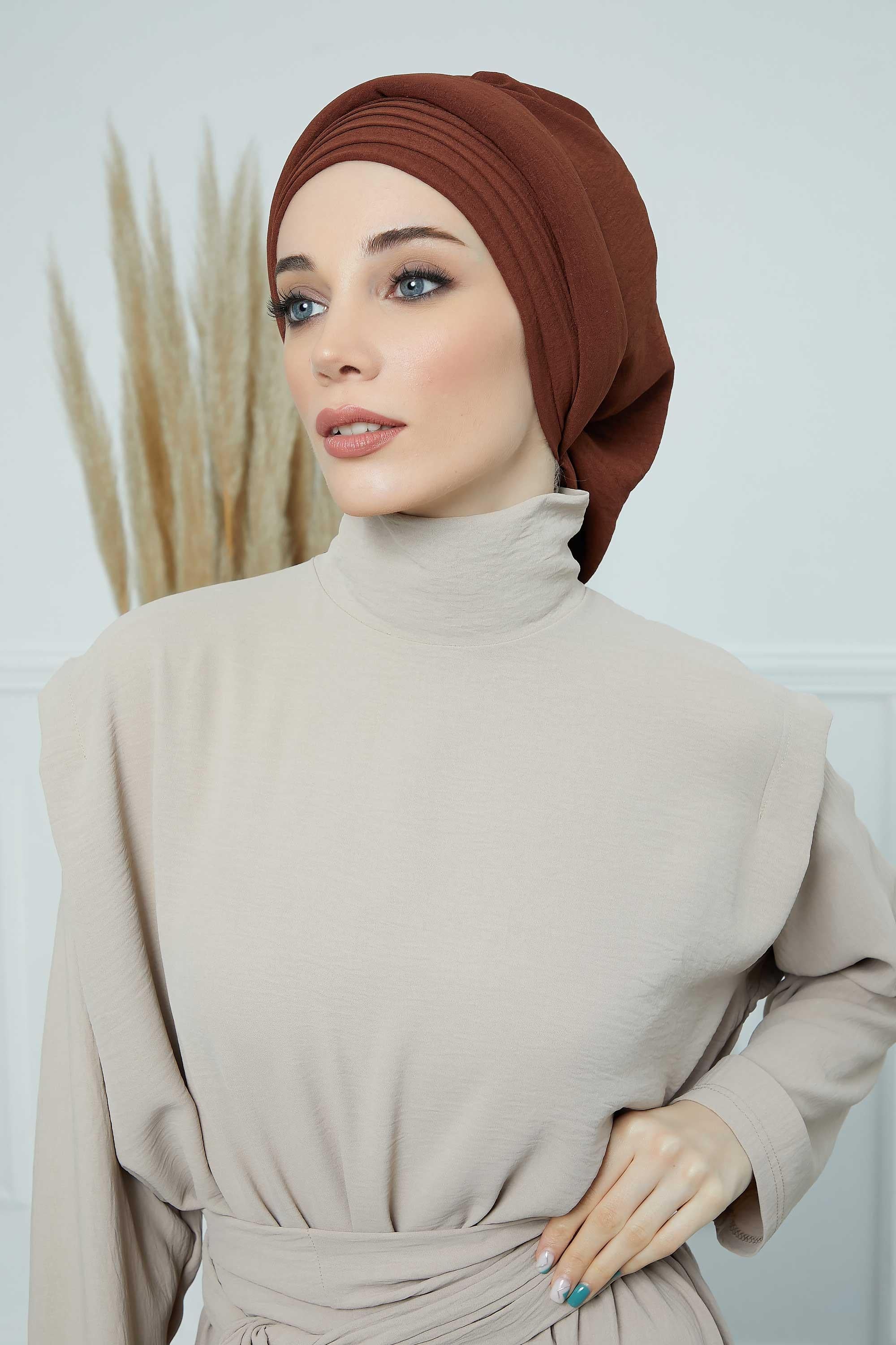 Pileli Tasarım Hazır Türban,HT-108A