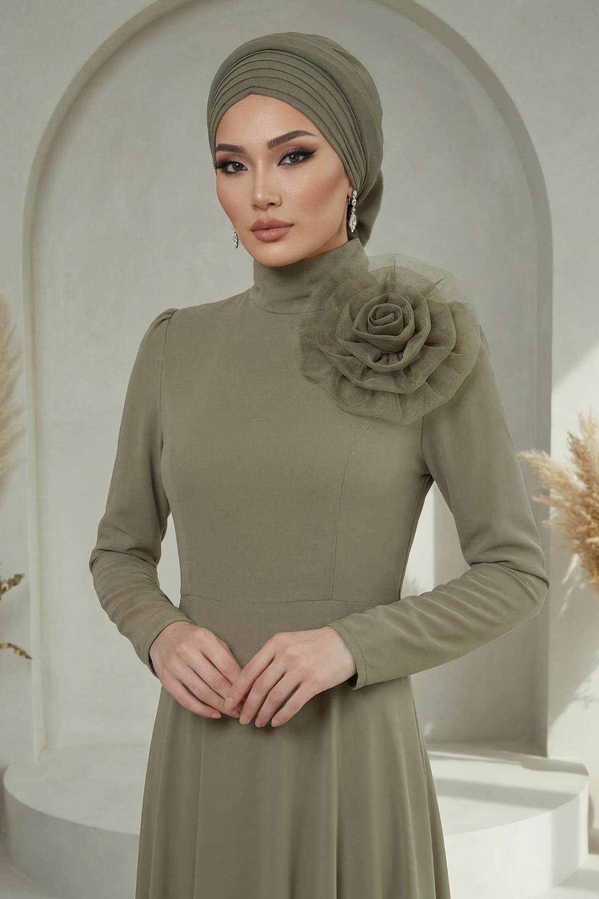 Pileli Tasarım Hazır Türban,HT-108A