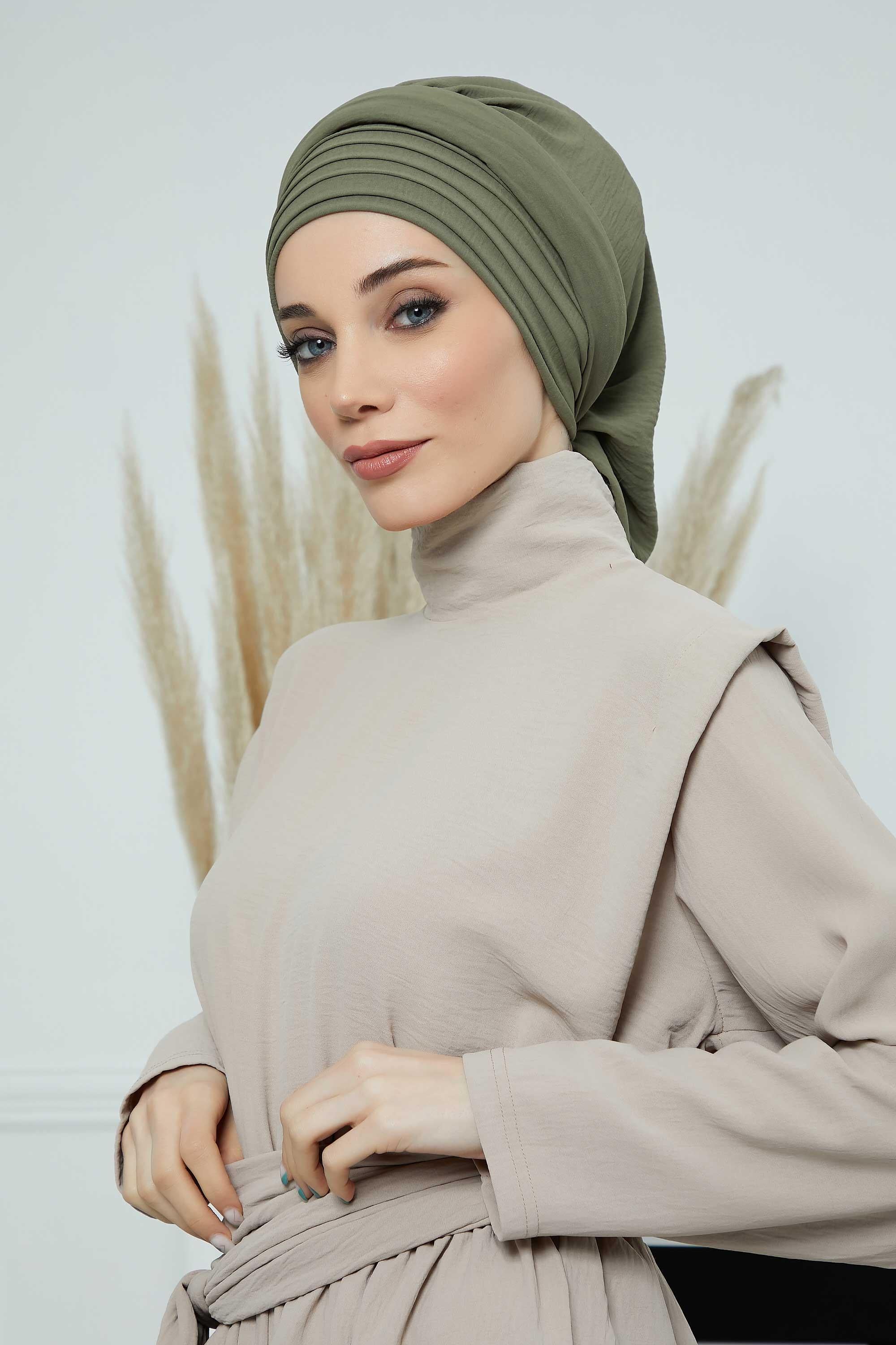 Pileli Tasarım Hazır Türban,HT-108A