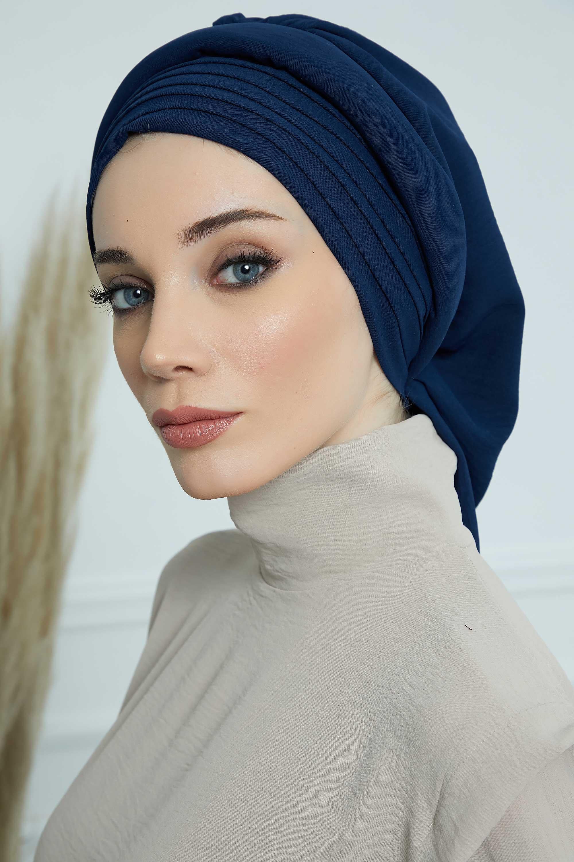 Pileli Tasarım Hazır Türban,HT-108A