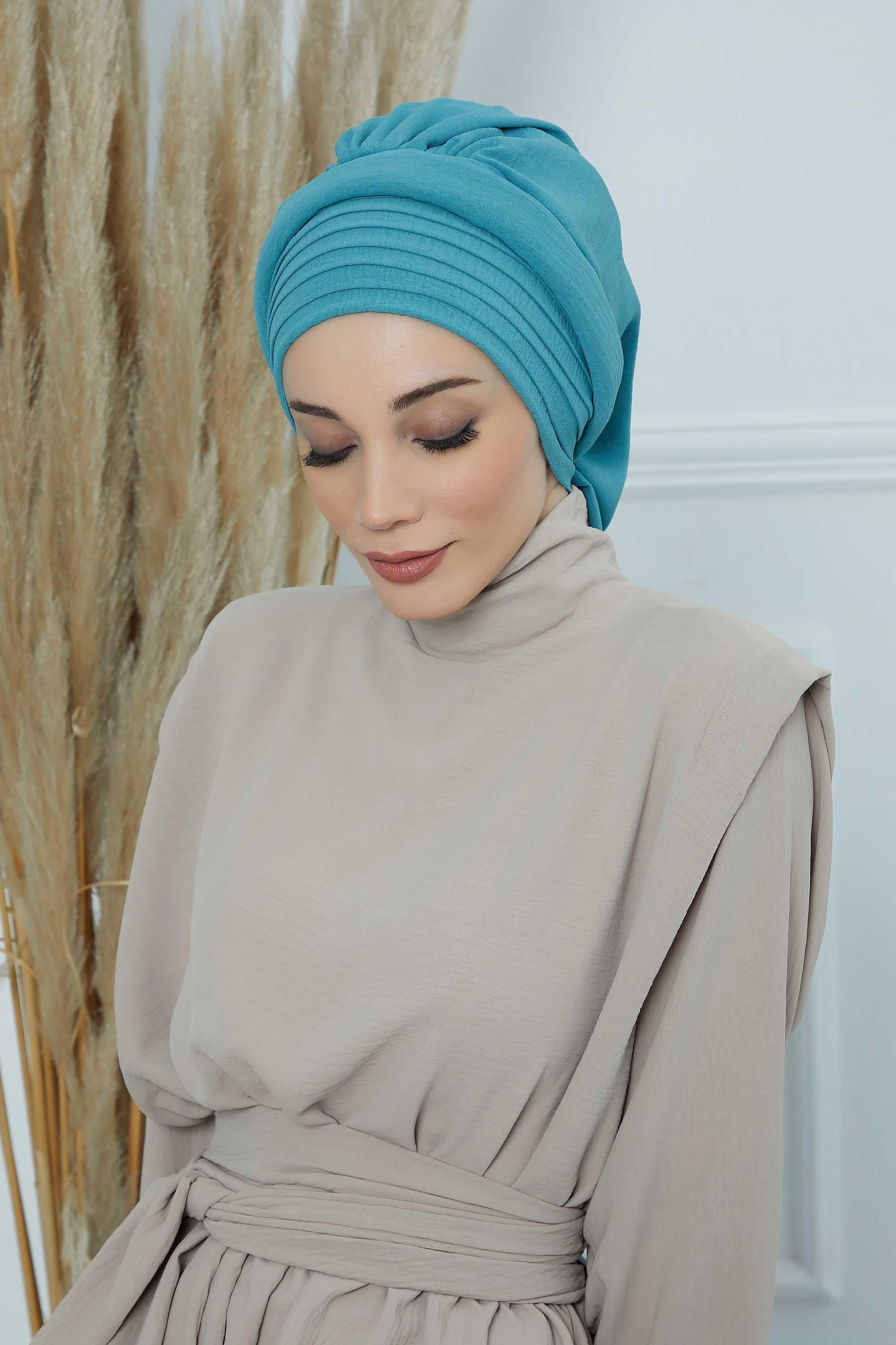 Pileli Tasarım Hazır Türban,HT-108A