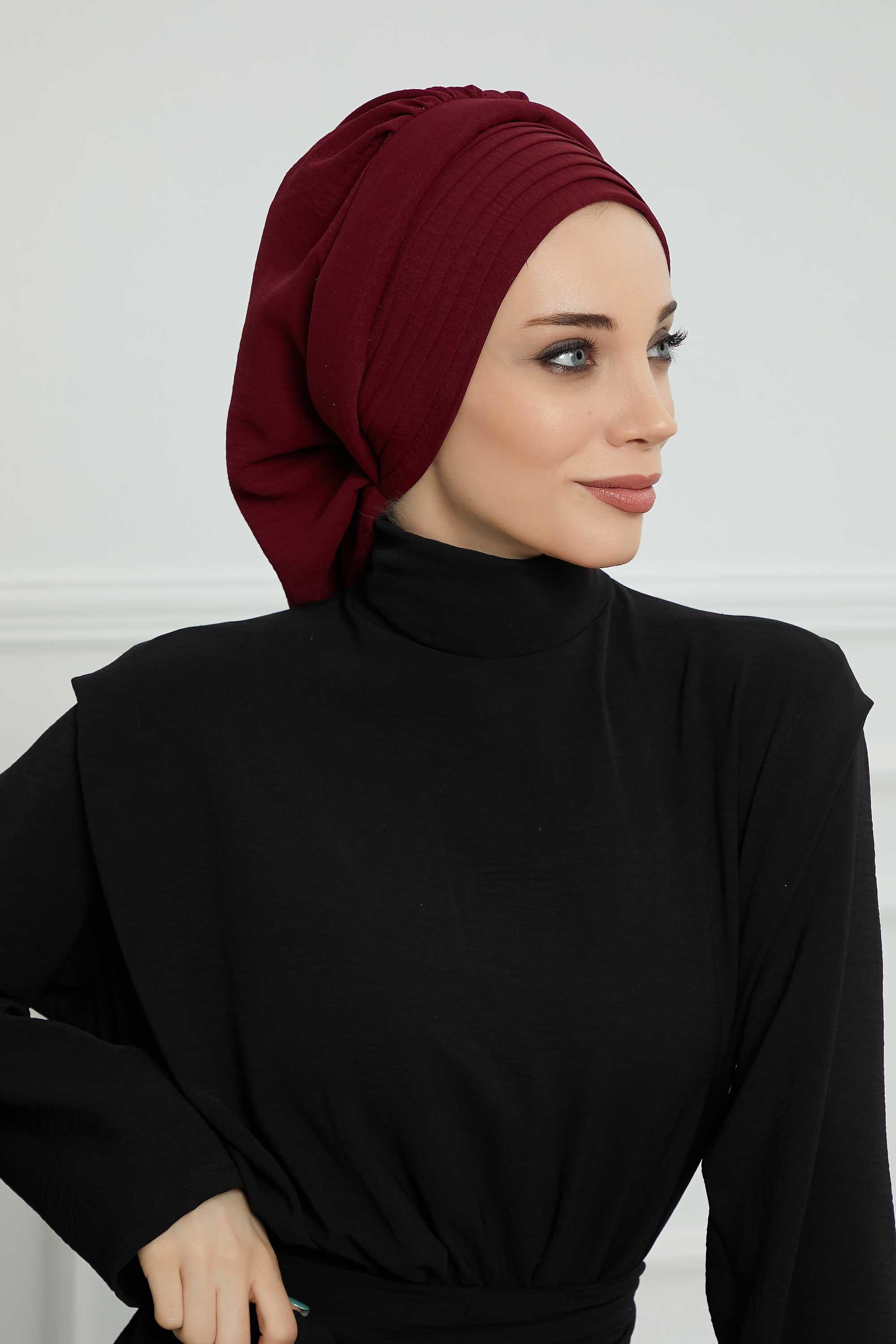 Pileli Tasarım Hazır Türban,HT-108A
