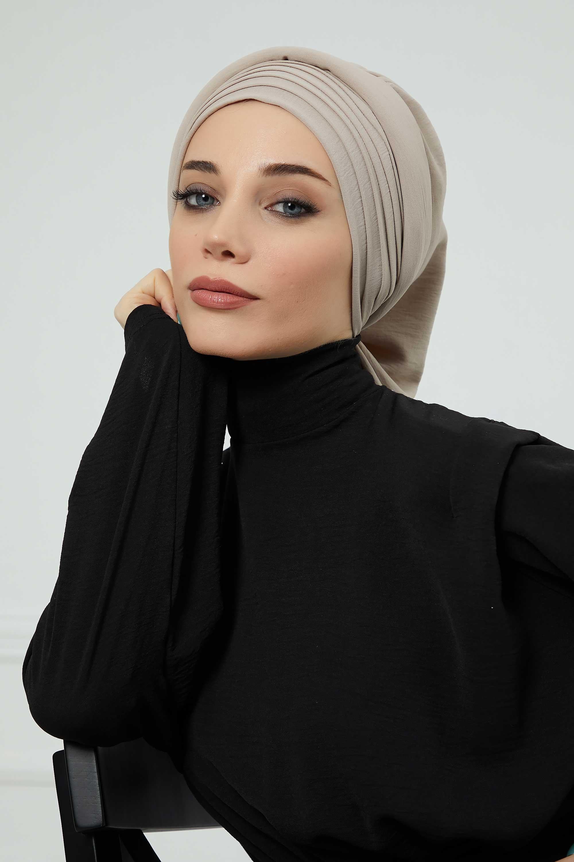 Pileli Tasarım Hazır Türban,HT-108A