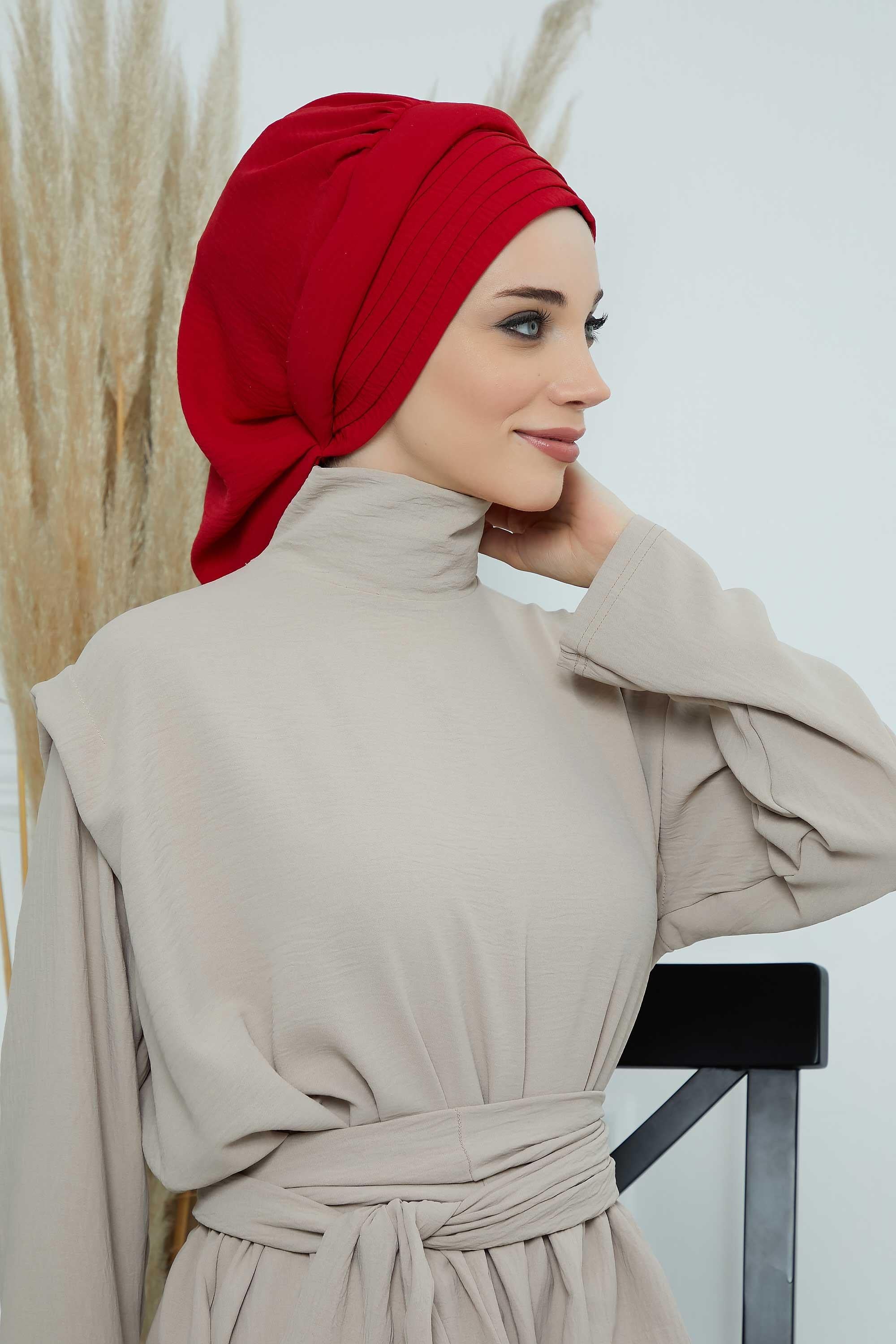 Pileli Tasarım Hazır Türban,HT-108A