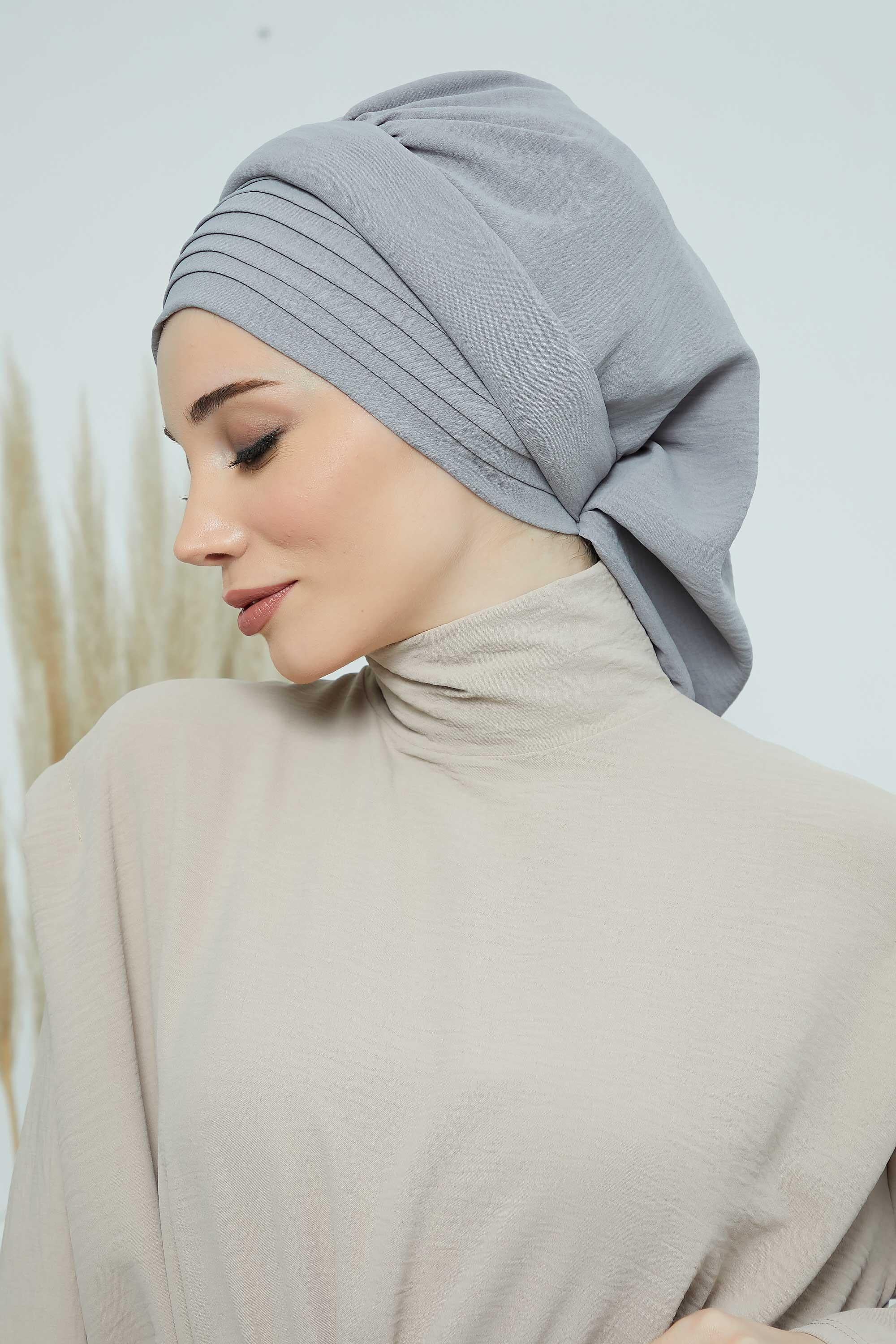 Pileli Tasarım Hazır Türban,HT-108A