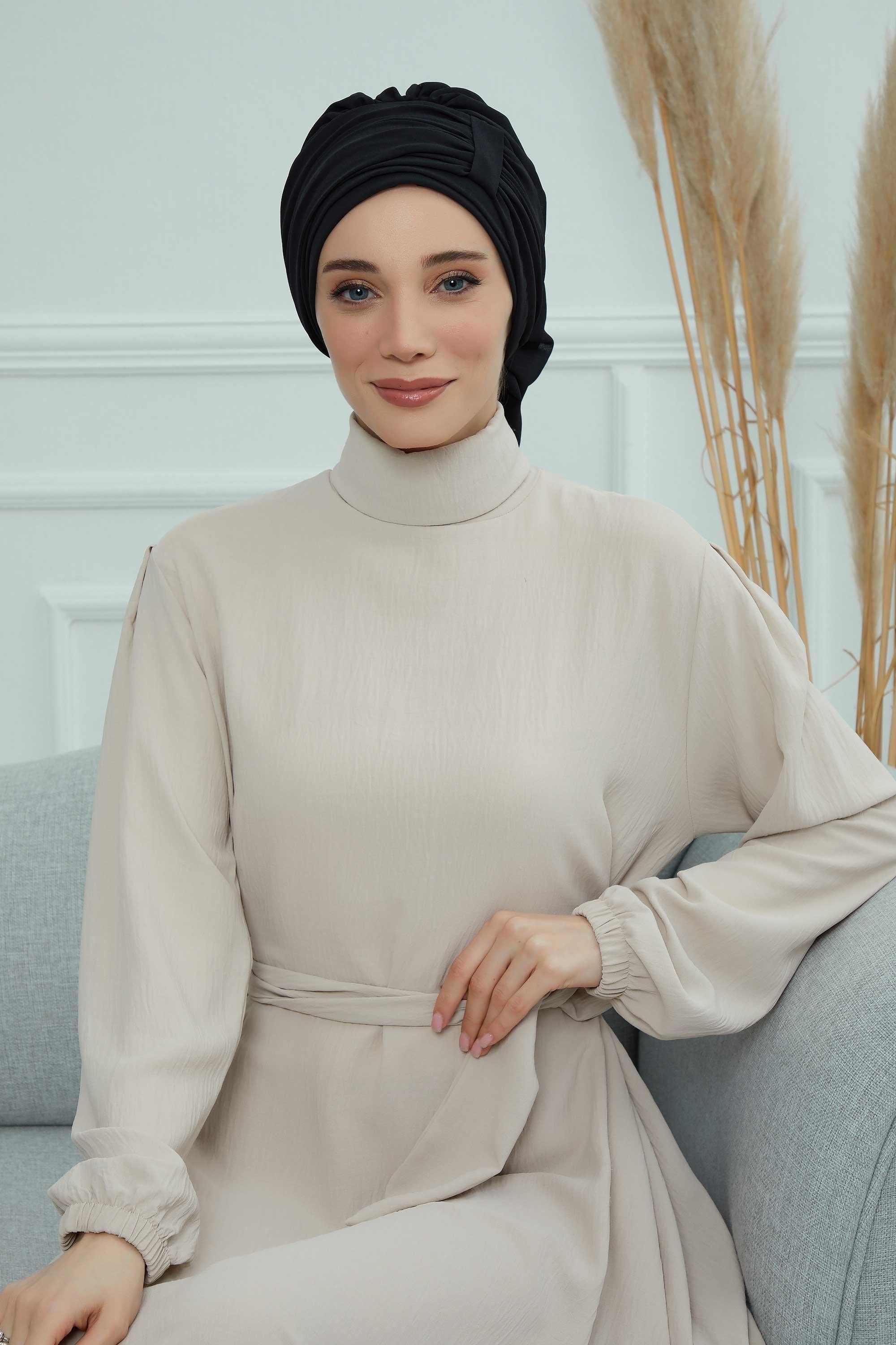 Pileli Tasarım Şifon Hazır Türban,HT-107,HT-107