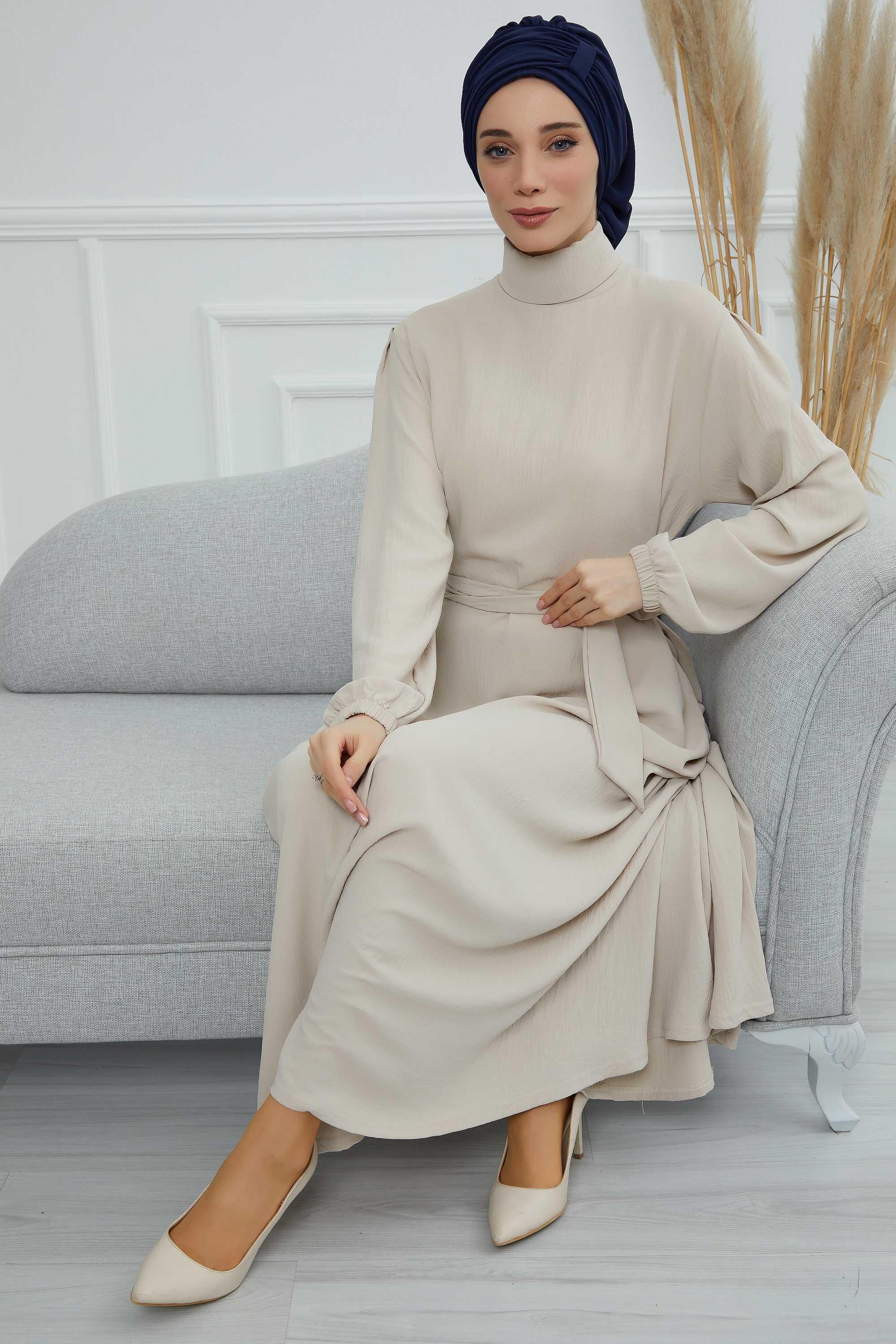 Pileli Tasarım Şifon Hazır Türban,HT-107,HT-107