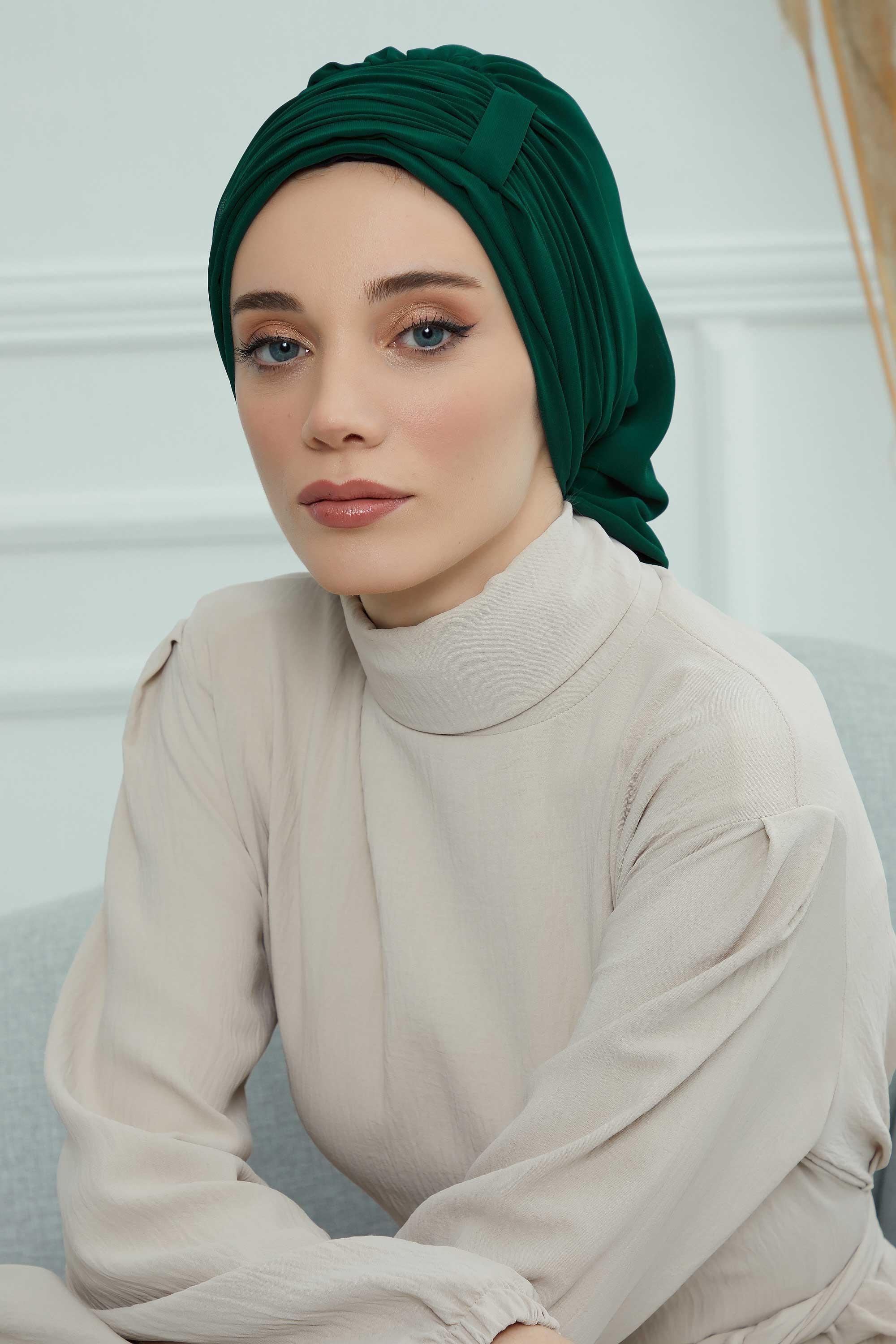 Pileli Tasarım Şifon Hazır Türban,HT-107,HT-107