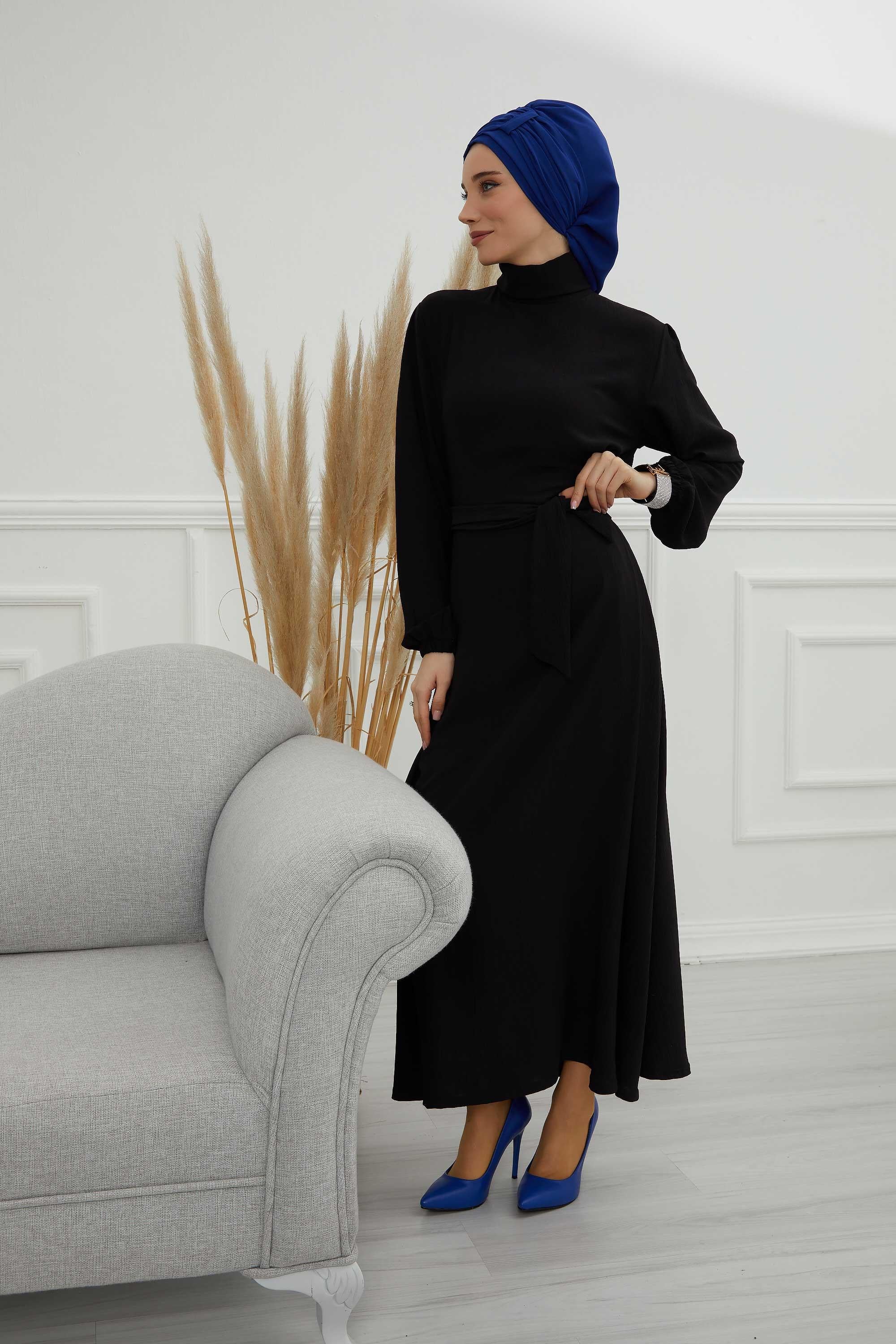 Pileli Tasarım Şifon Hazır Türban,HT-107,HT-107