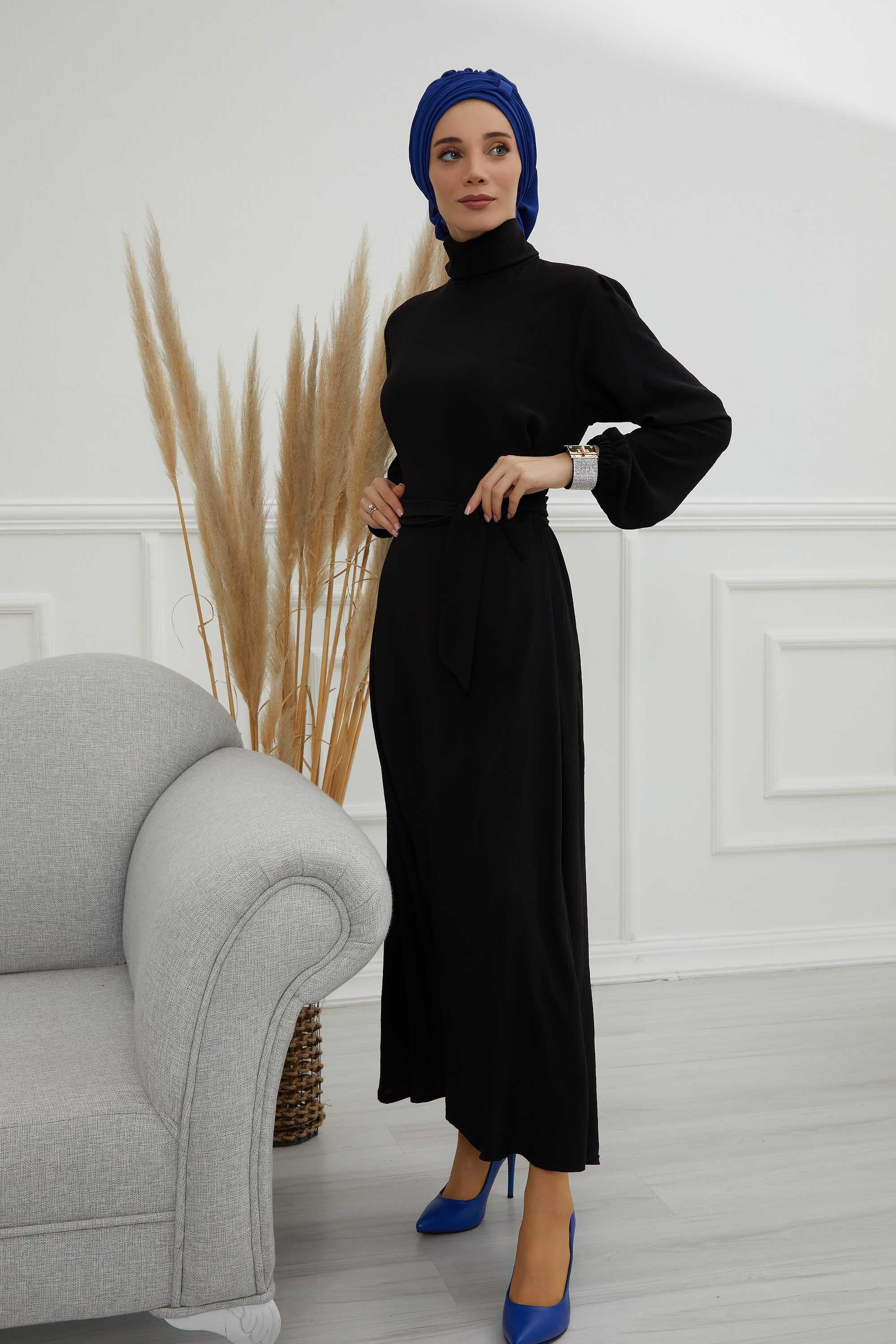 Pileli Tasarım Şifon Hazır Türban,HT-107,HT-107