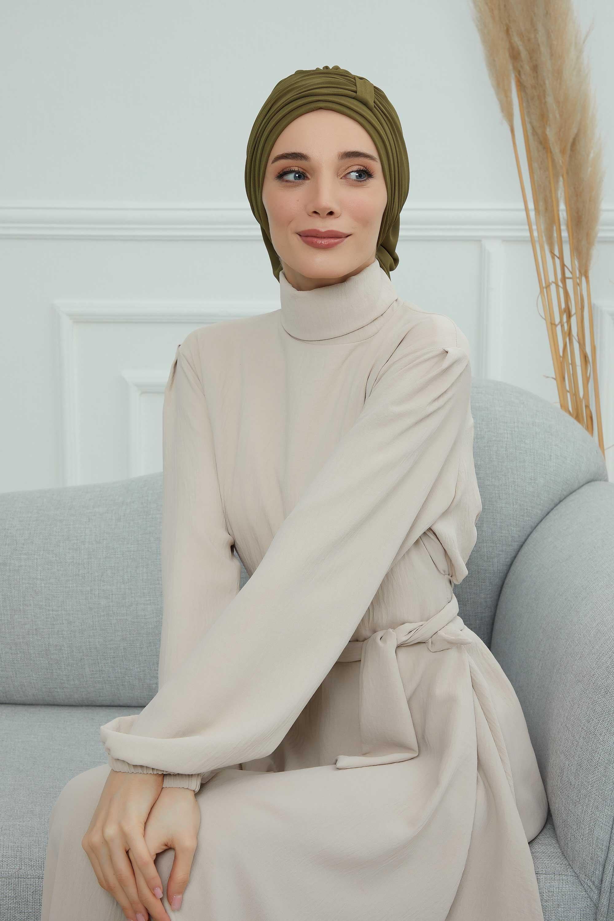 Pileli Tasarım Şifon Hazır Türban,HT-107,HT-107