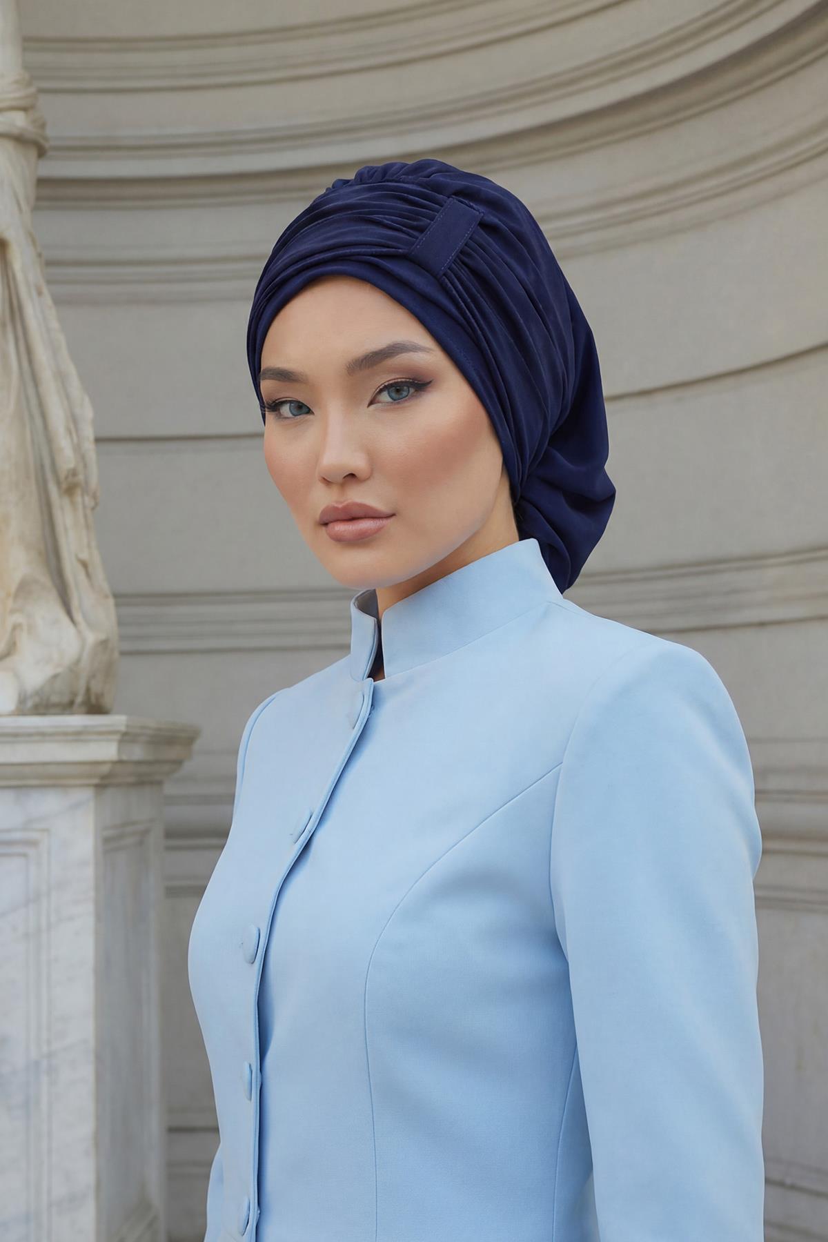 Pileli Tasarım Şifon Hazır Türban,HT-107,HT-107