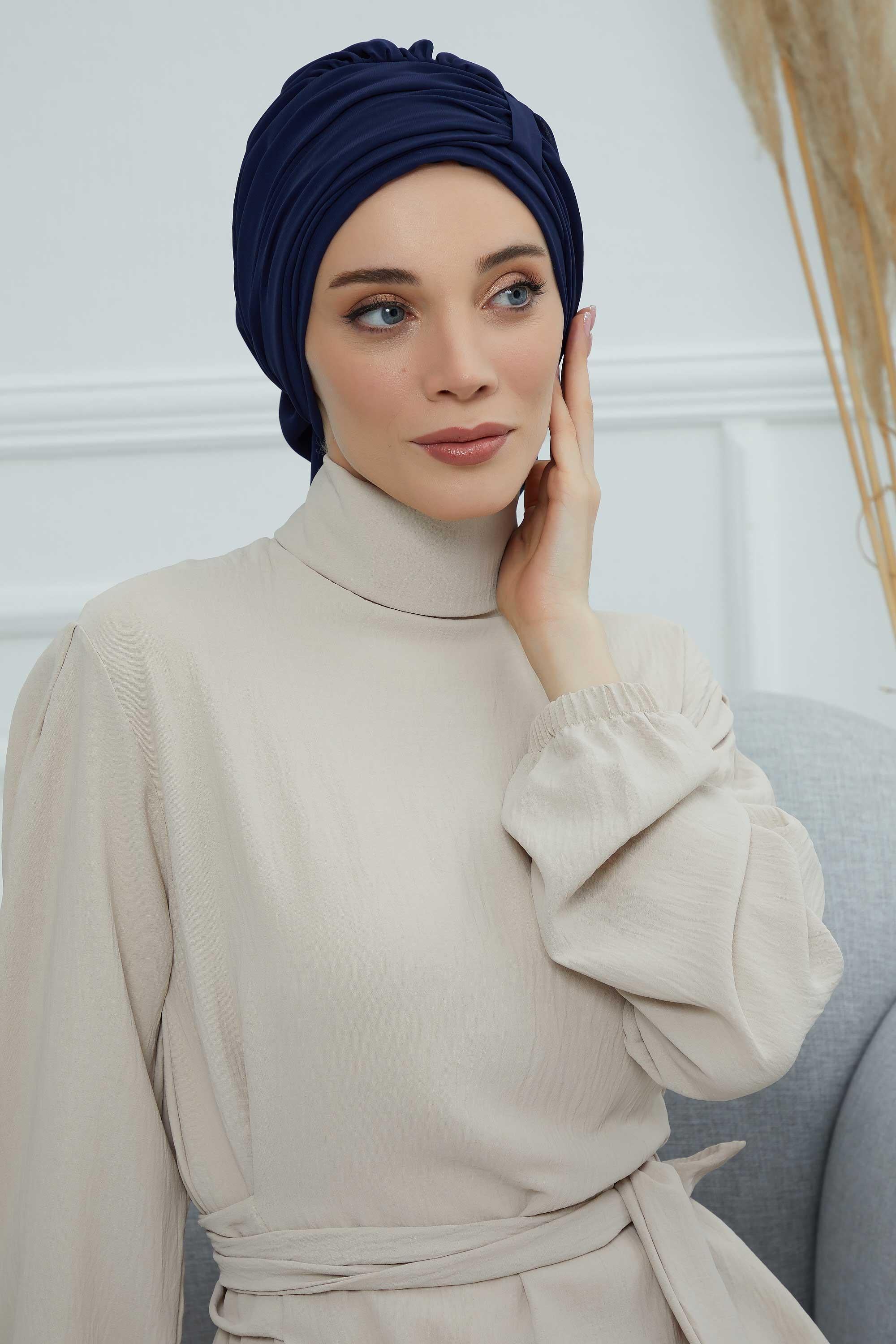 Pileli Tasarım Şifon Hazır Türban,HT-107,HT-107