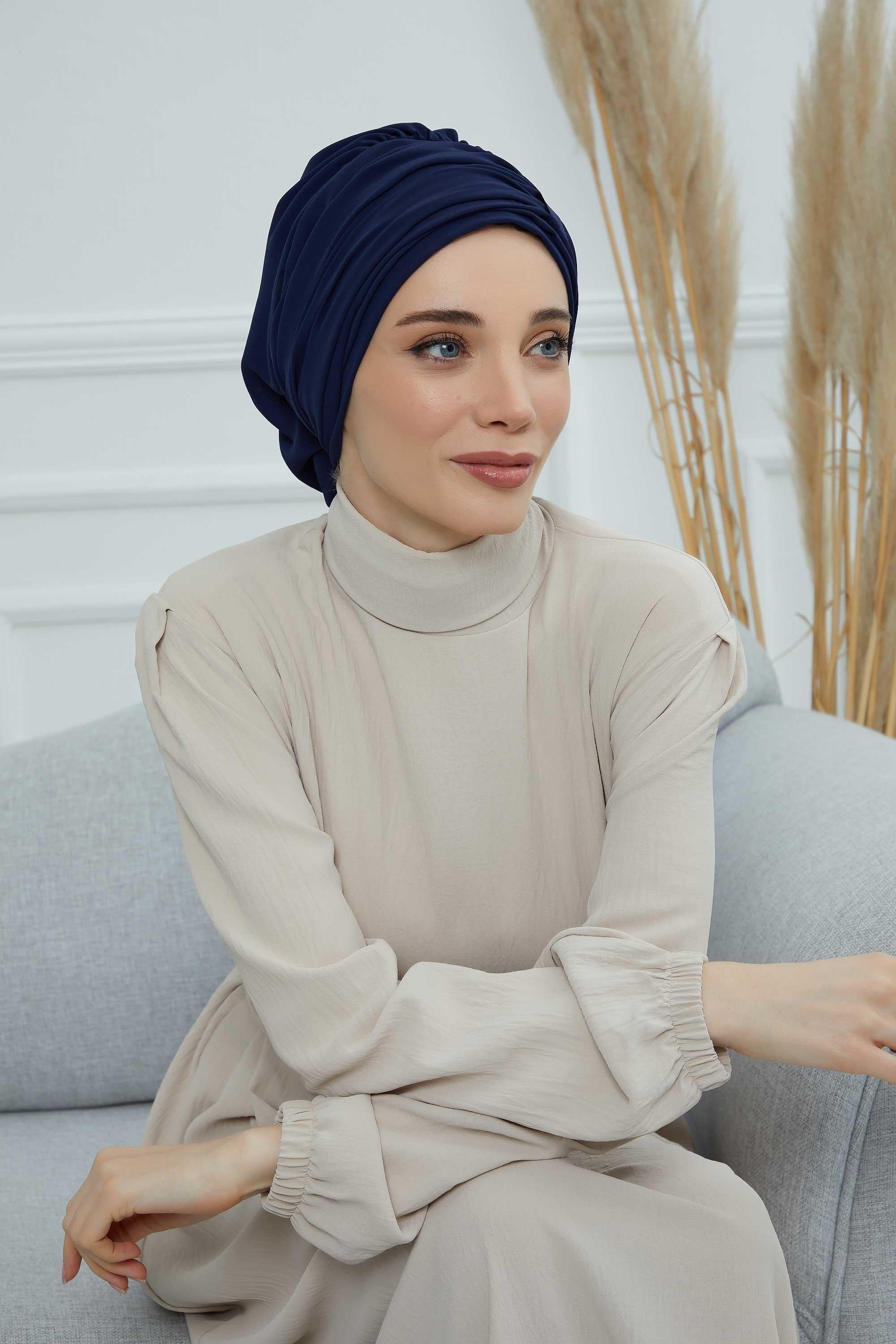 Pileli Tasarım Şifon Hazır Türban,HT-107,HT-107