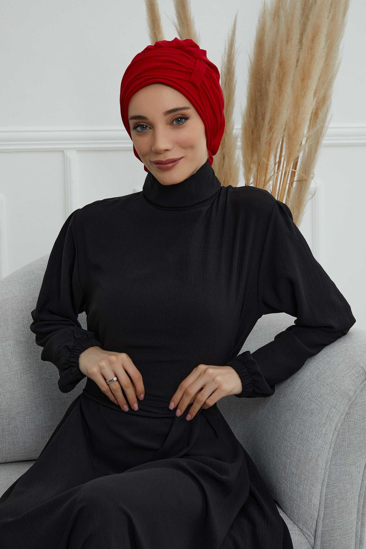 Pileli Tasarım Şifon Hazır Türban,HT-107,HT-107