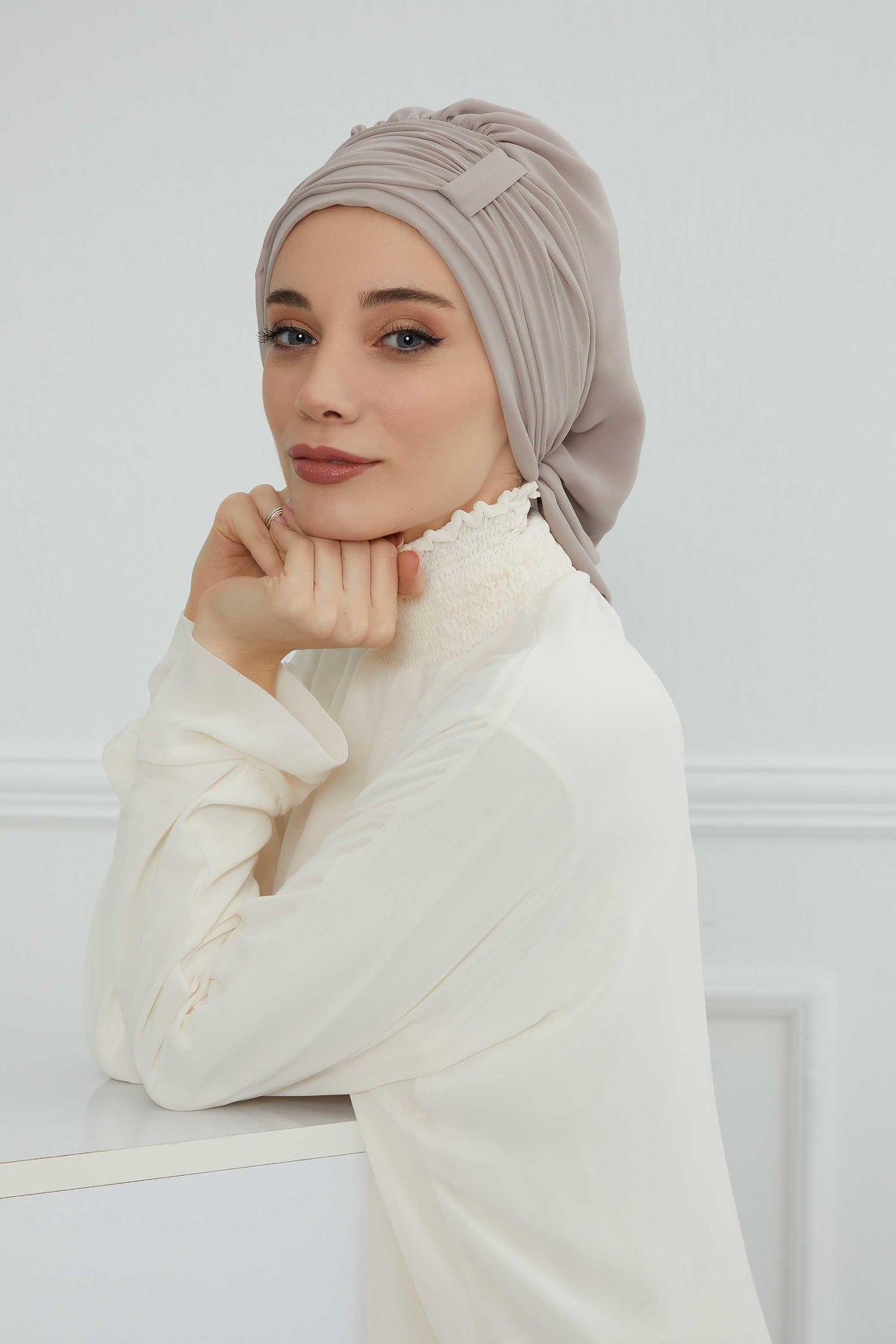 Pileli Tasarım Şifon Hazır Türban,HT-107,HT-107