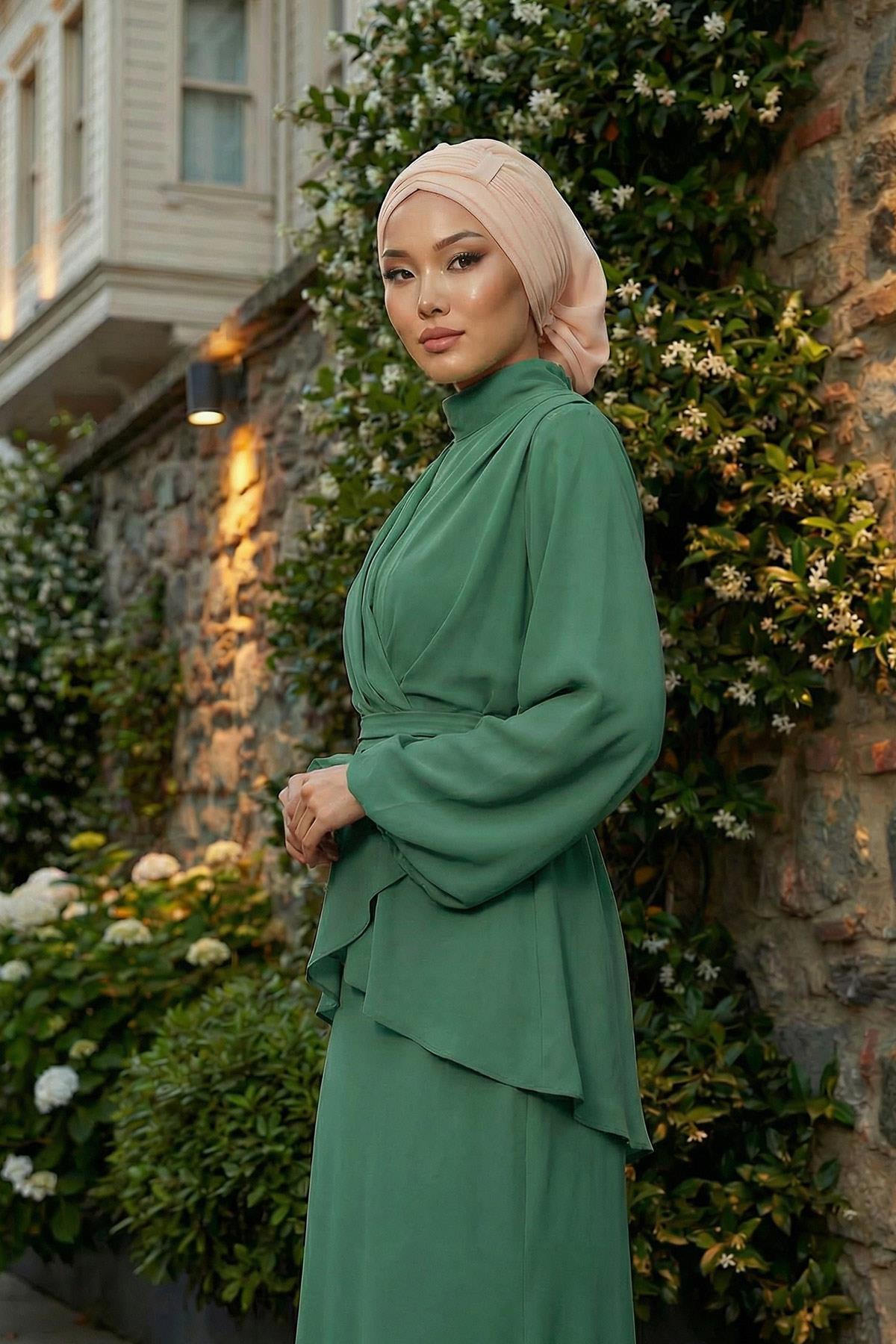 Pileli Tasarım Şifon Hazır Türban,HT-107,HT-107