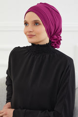 Dikişli Pileli Şifon Hazır Türban,HT-31