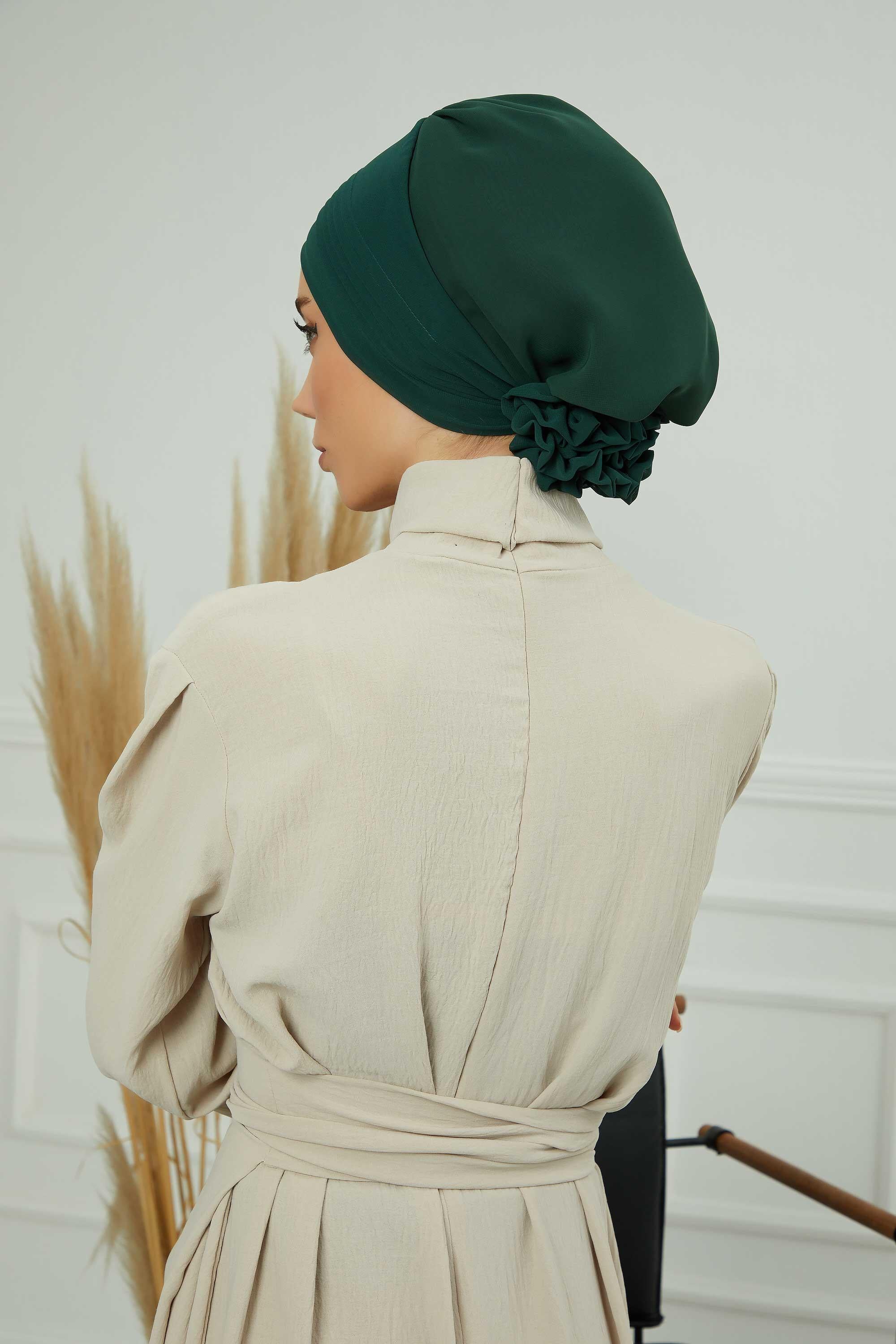 Dikişli Pileli Şifon Hazır Türban,HT-31