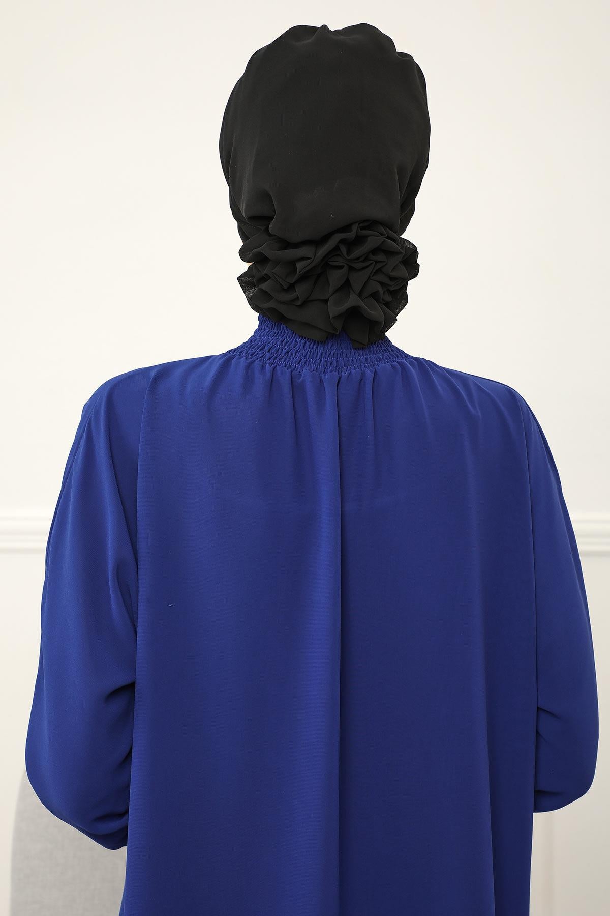 Dikişli Pileli Şifon Hazır Türban,HT-31