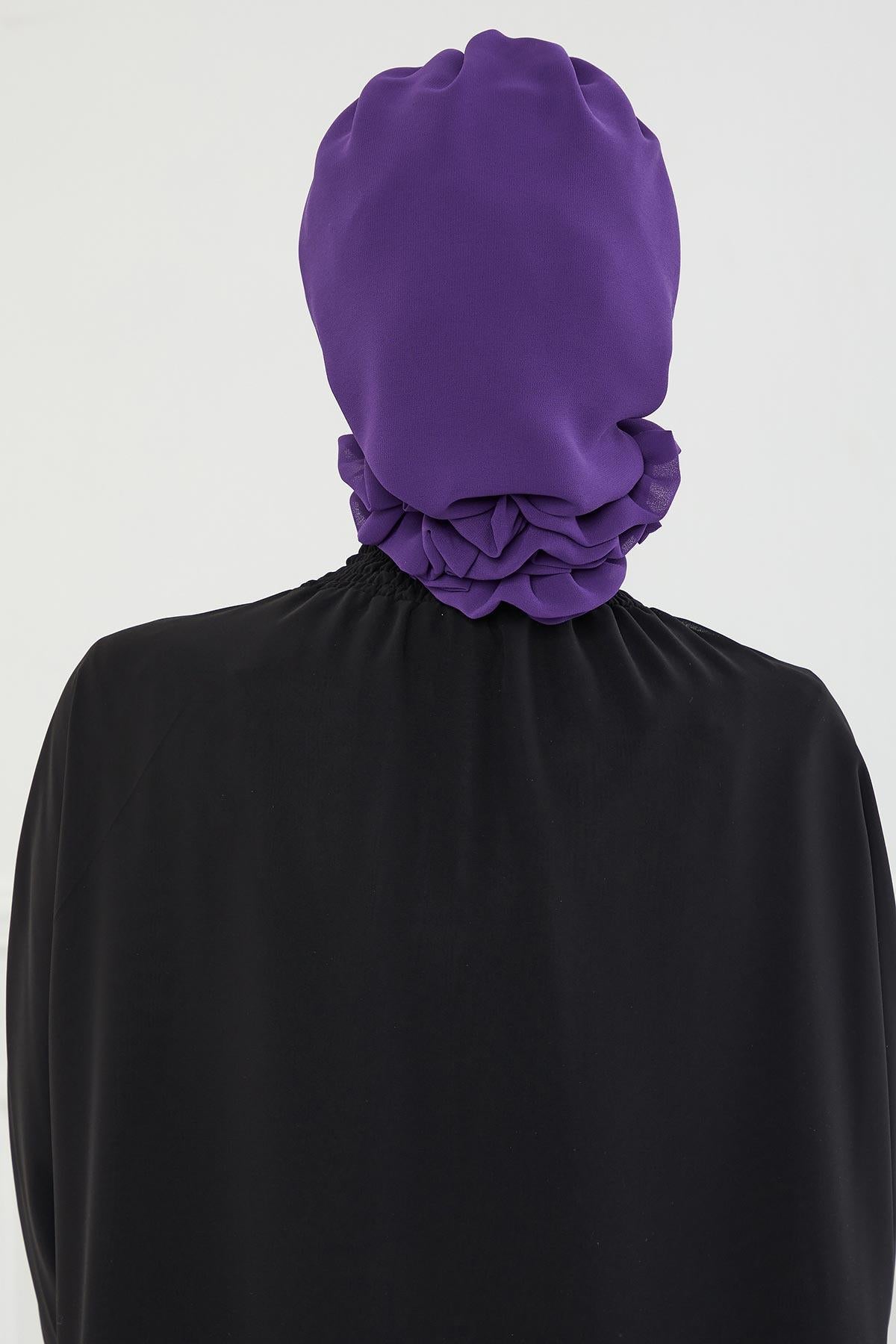 Dikişli Pileli Şifon Hazır Türban,HT-31