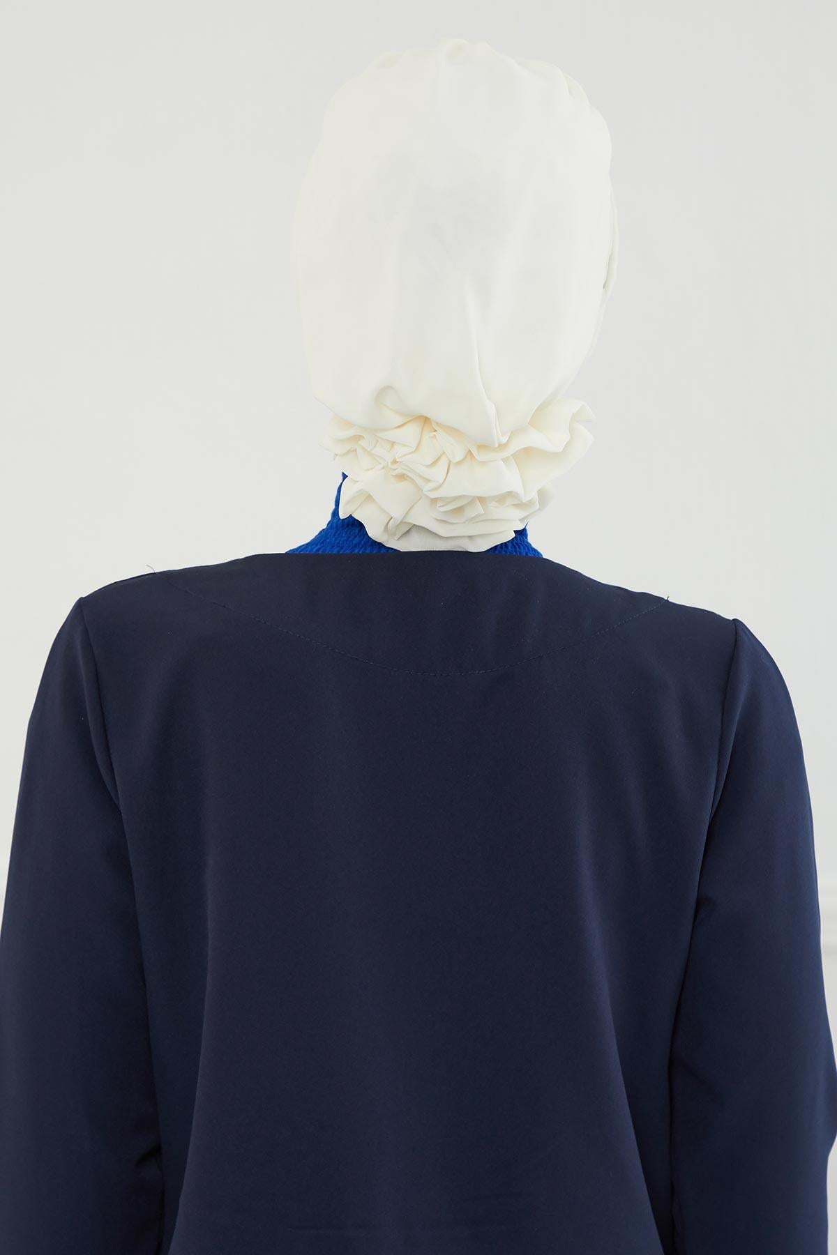 Dikişli Pileli Şifon Hazır Türban,HT-31