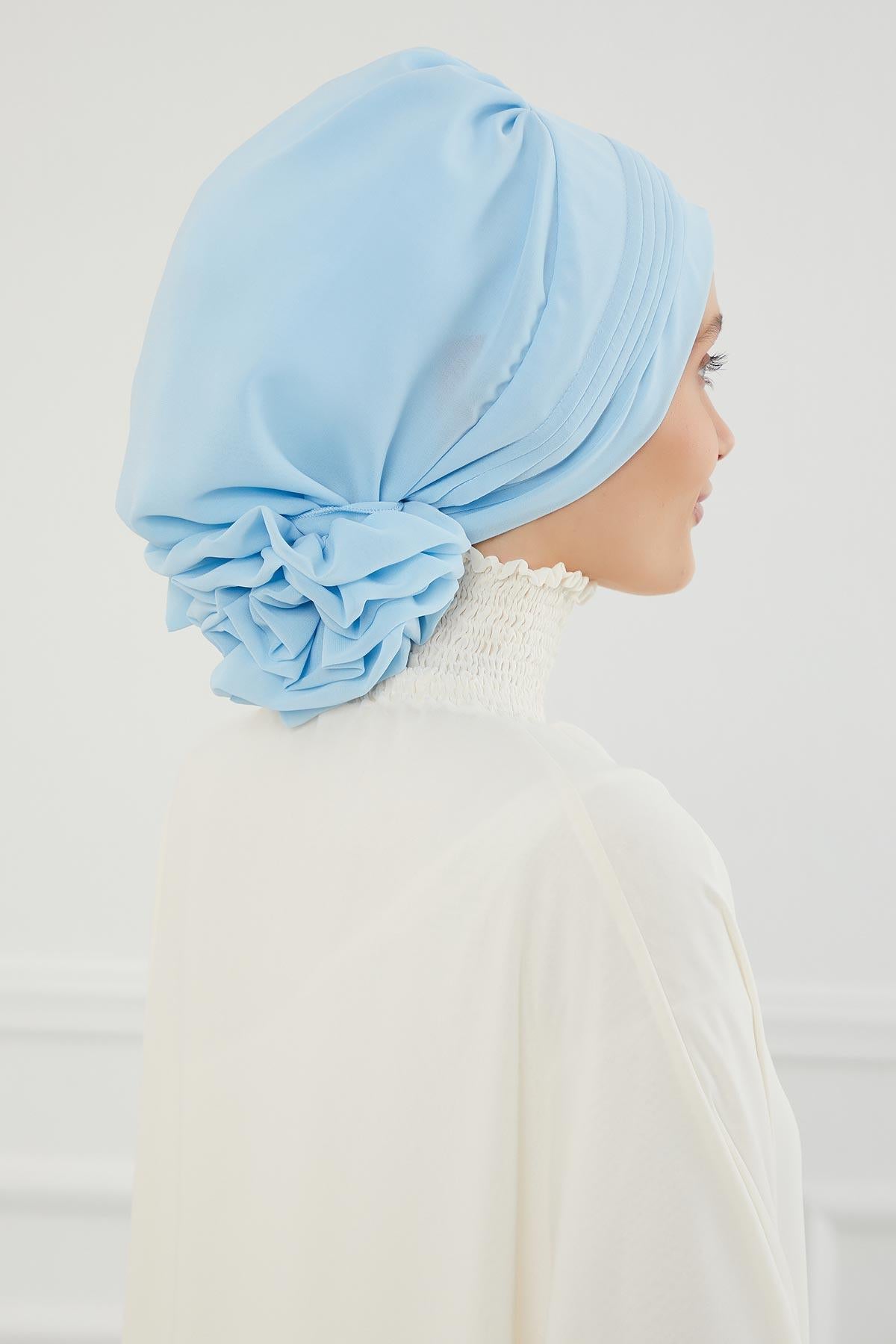 Dikişli Pileli Şifon Hazır Türban,HT-31