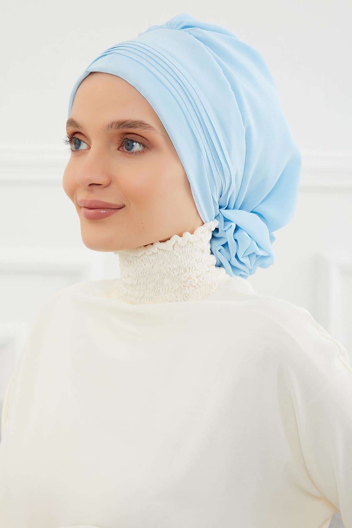 Dikişli Pileli Şifon Hazır Türban,HT-31