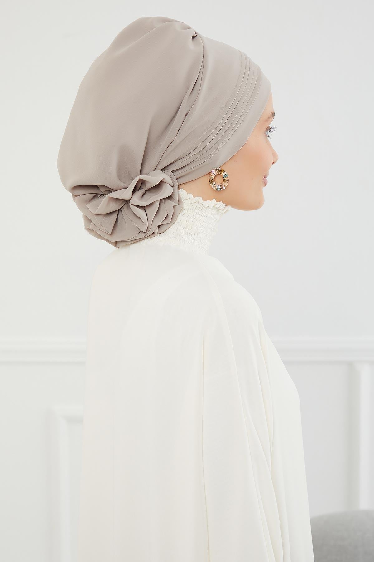 Dikişli Pileli Şifon Hazır Türban,HT-31