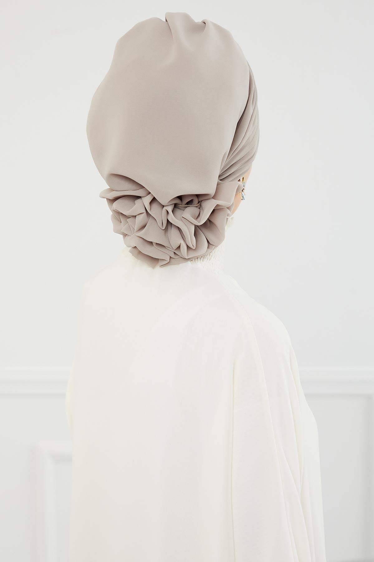 Dikişli Pileli Şifon Hazır Türban,HT-31