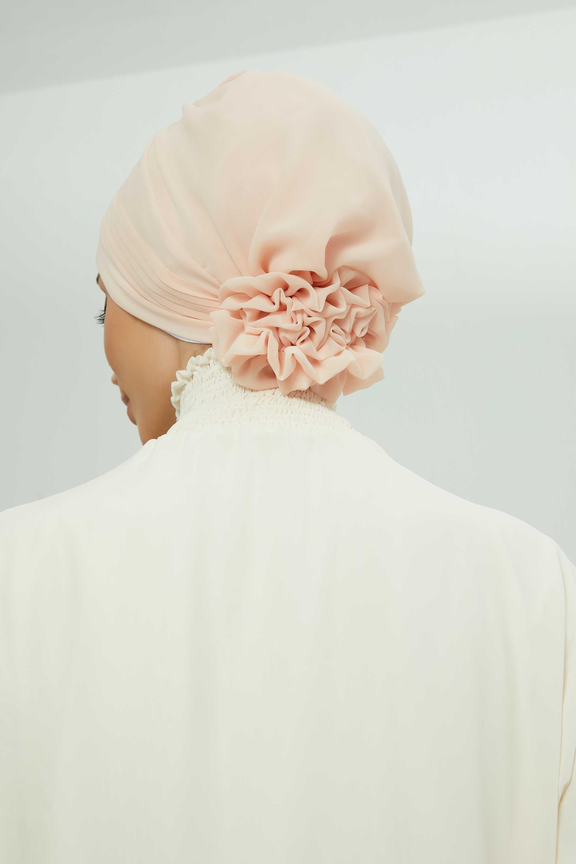 Dikişli Pileli Şifon Hazır Türban,HT-31