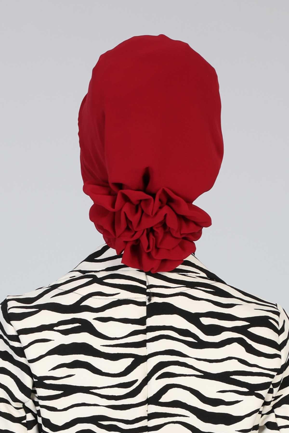 Dikişli Pileli Şifon Hazır Türban,HT-31