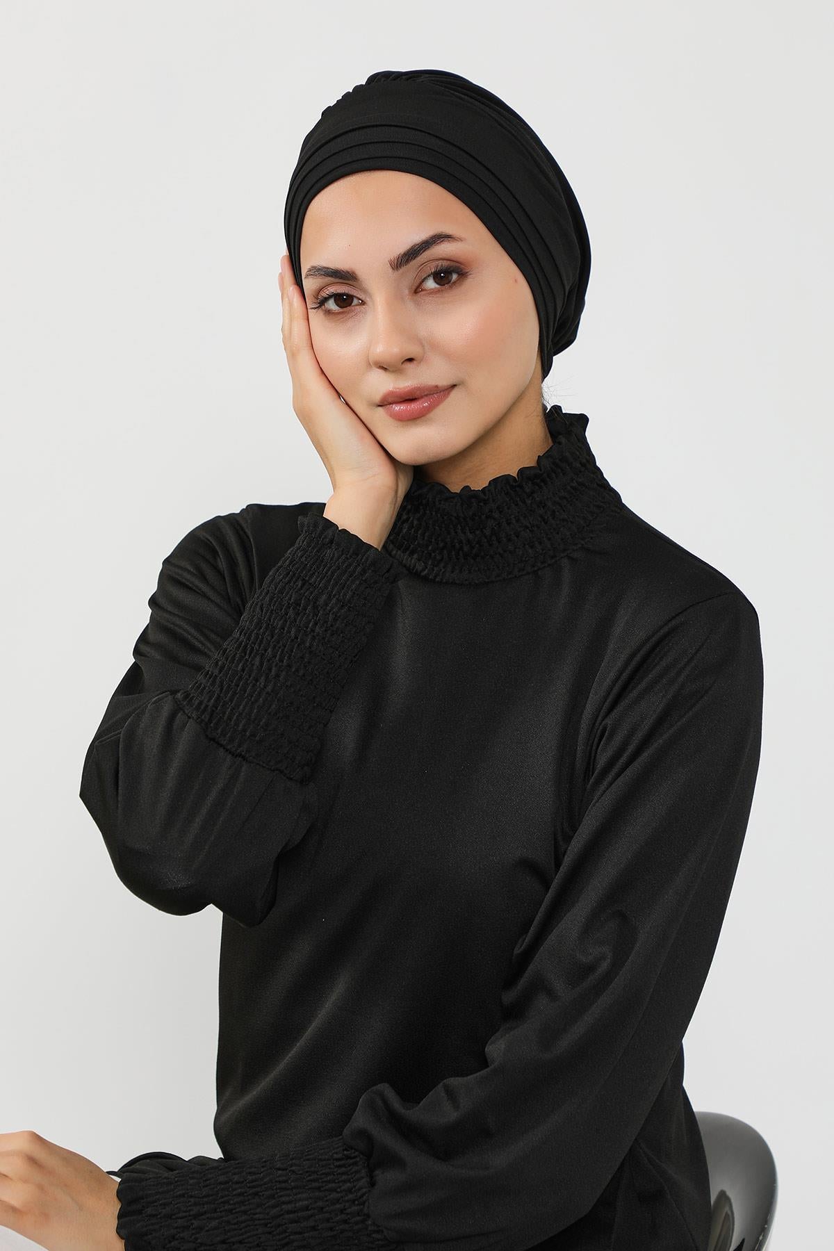 Pileli Tesettür (Deniz,Havuz) Yüzücü Bonesi,B-93SN