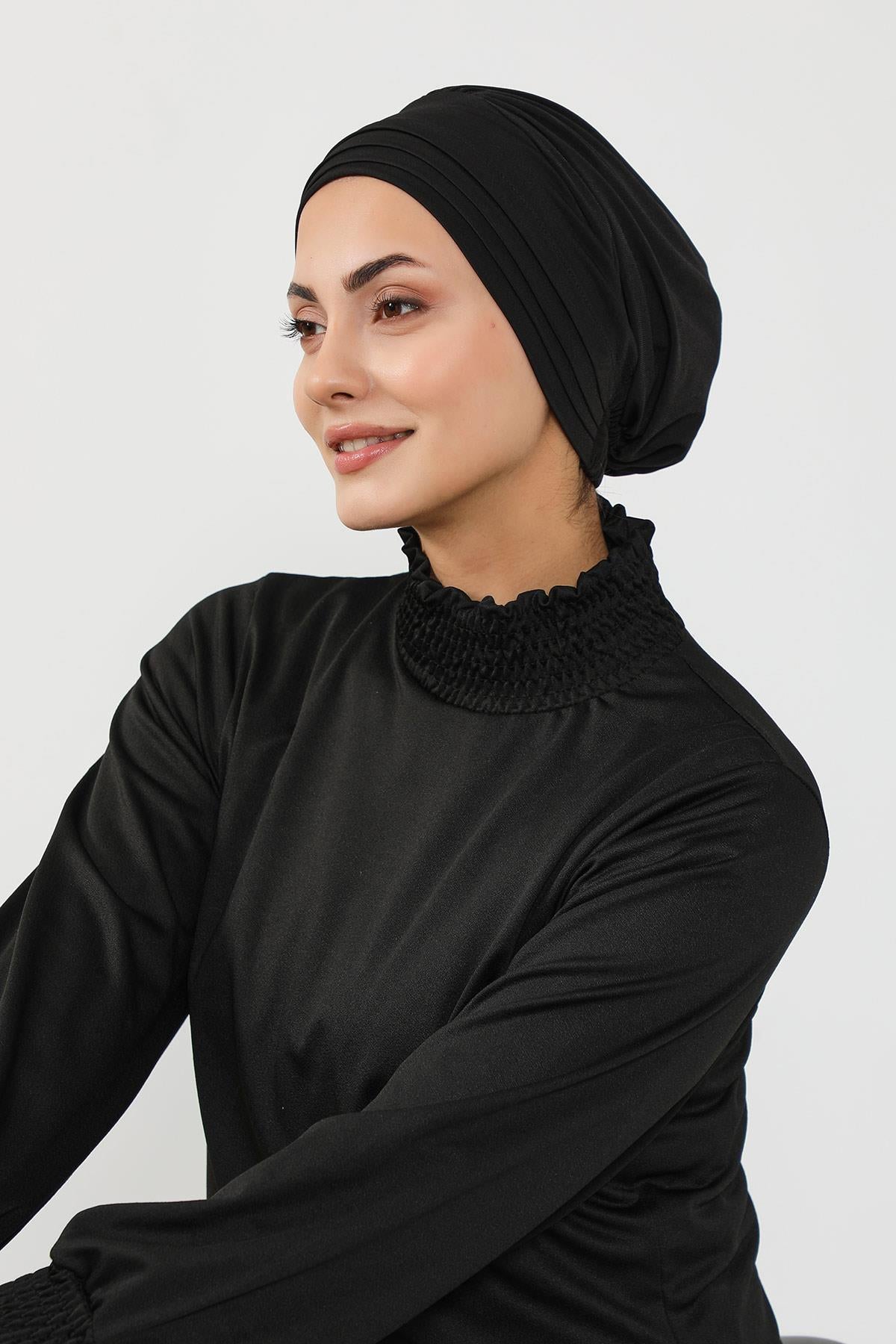 Pileli Tesettür (Deniz,Havuz) Yüzücü Bonesi,B-93SN