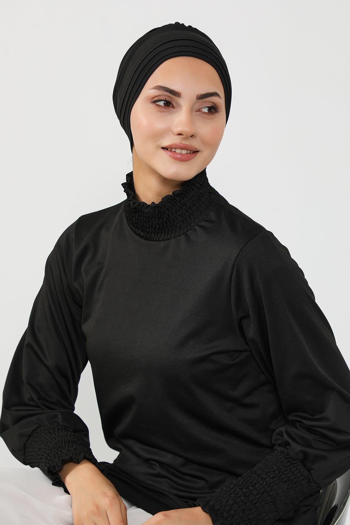 Pileli Tesettür (Deniz,Havuz) Yüzücü Bonesi,B-93SN