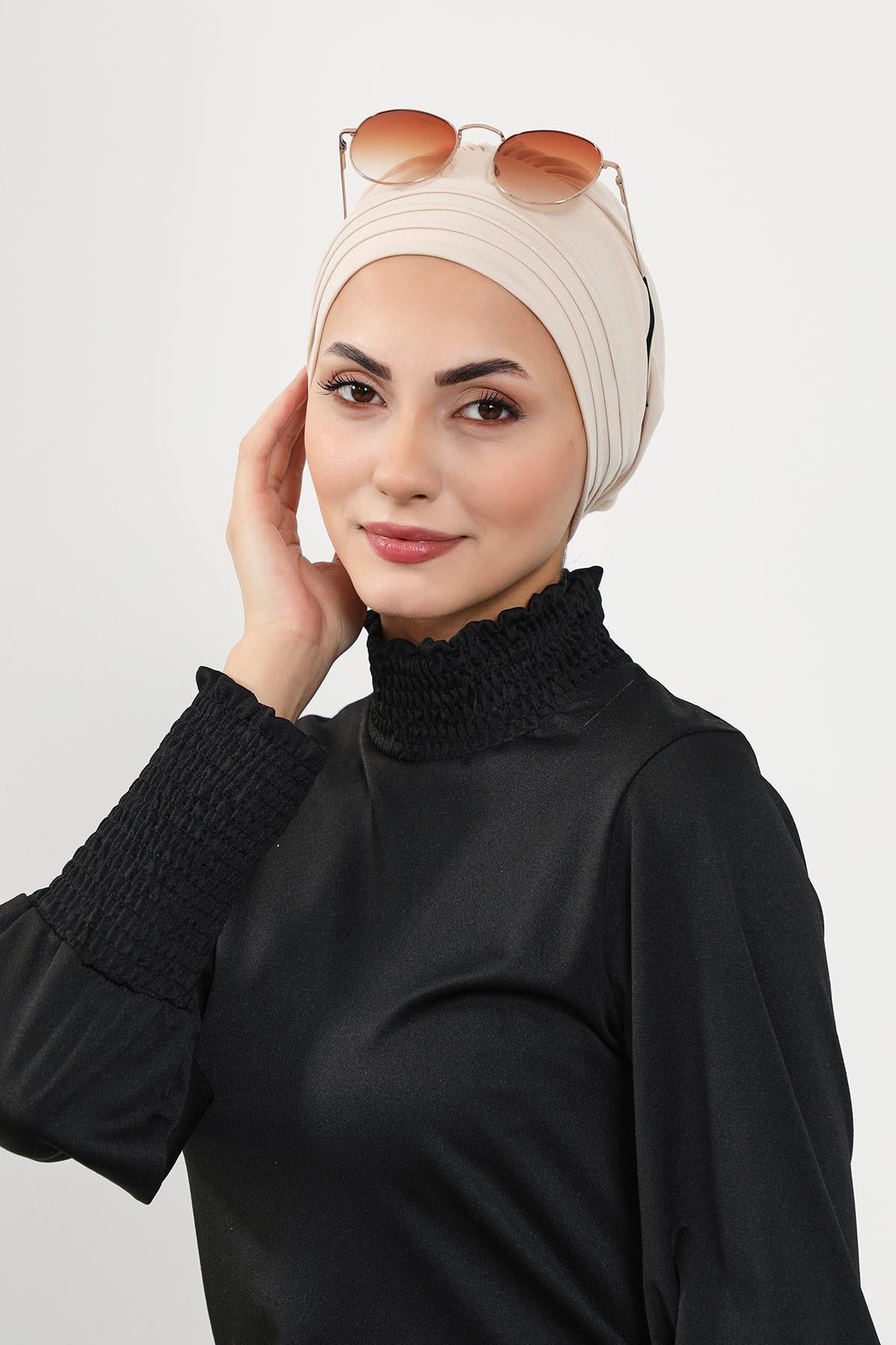 Pileli Tesettür (Deniz,Havuz) Yüzücü Bonesi,B-93SN