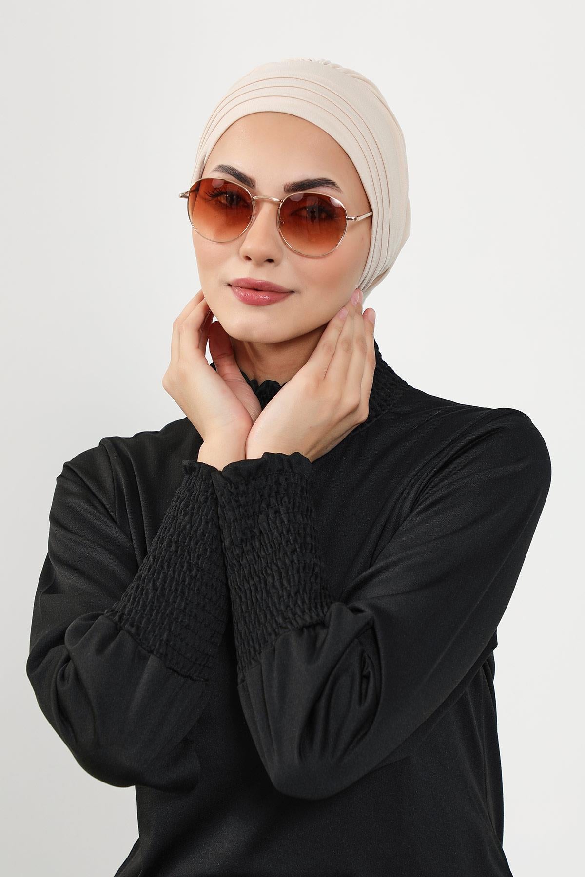 Pileli Tesettür (Deniz,Havuz) Yüzücü Bonesi,B-93SN