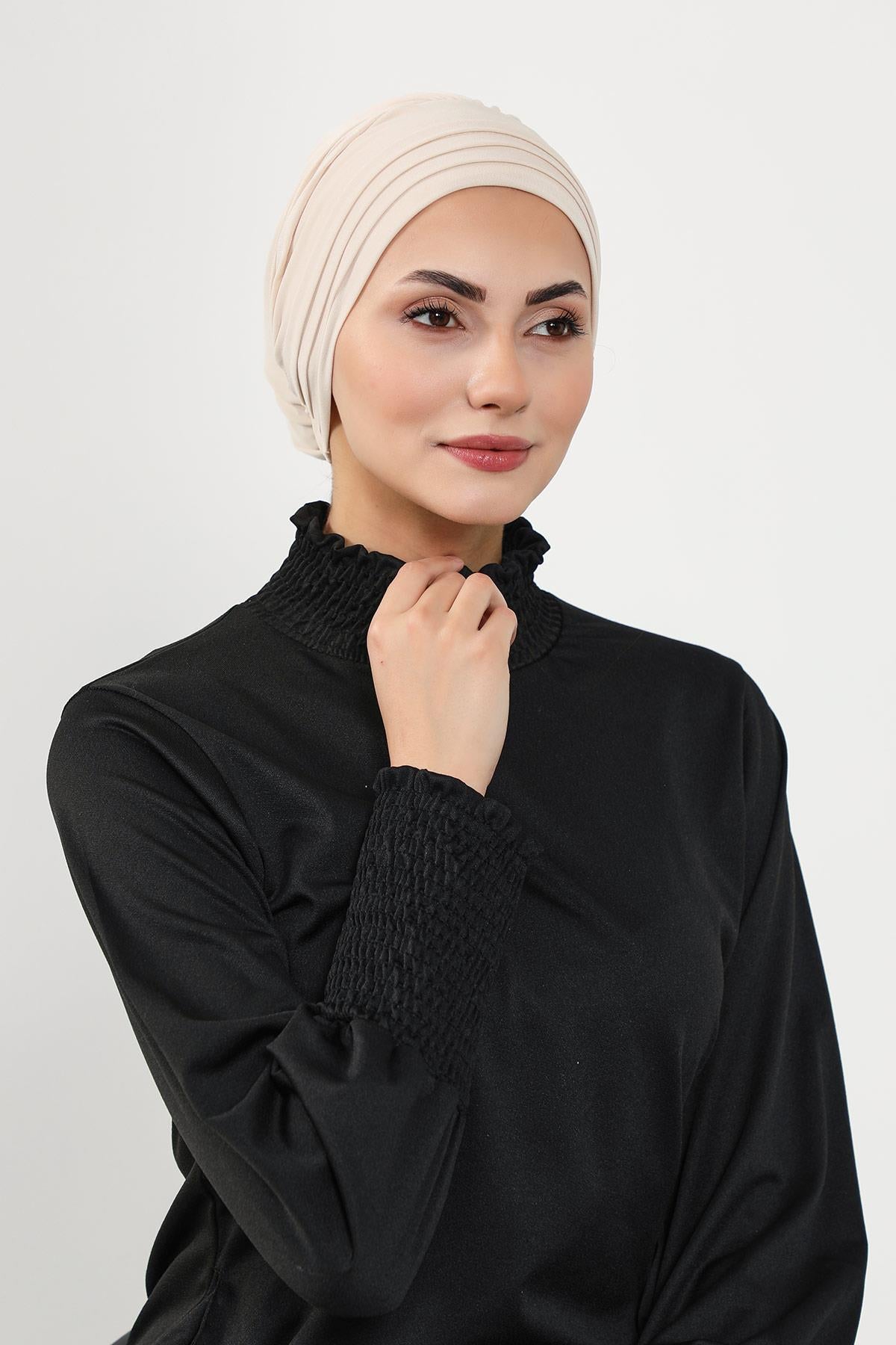 Pileli Tesettür (Deniz,Havuz) Yüzücü Bonesi,B-93SN