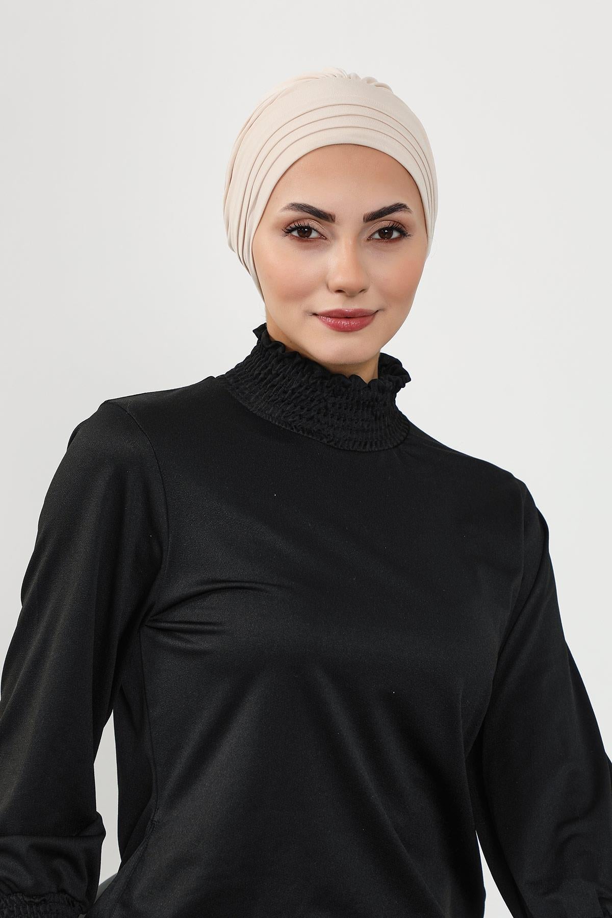 Pileli Tesettür (Deniz,Havuz) Yüzücü Bonesi,B-93SN