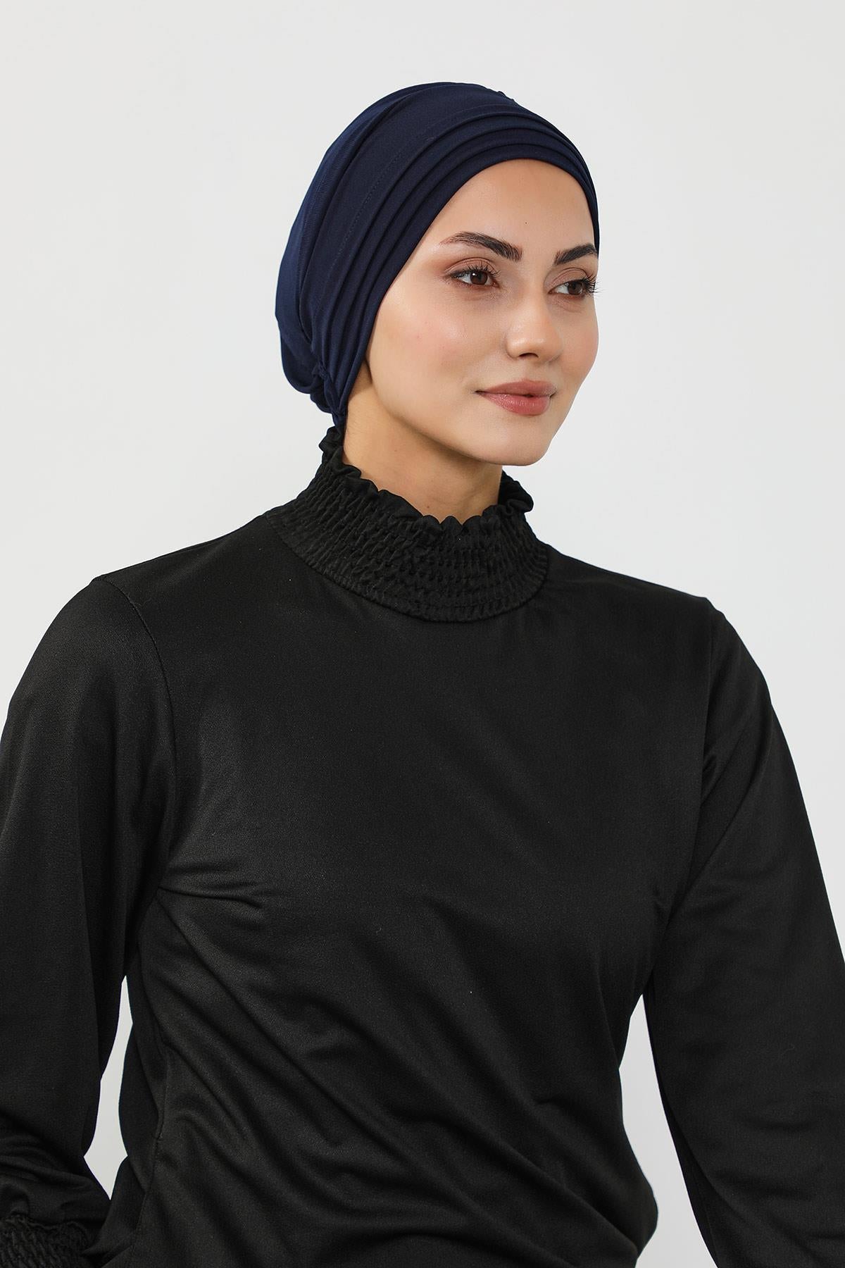 Pileli Tesettür (Deniz,Havuz) Yüzücü Bonesi,B-93SN