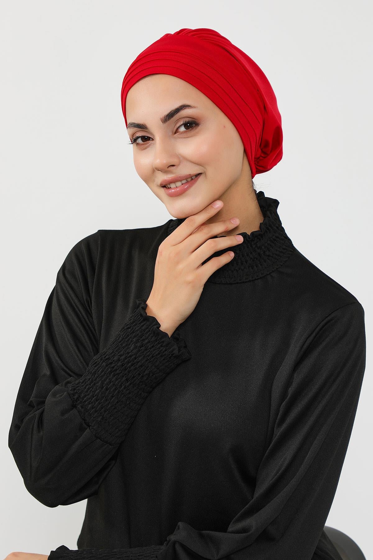 Pileli Tesettür (Deniz,Havuz) Yüzücü Bonesi,B-93SN