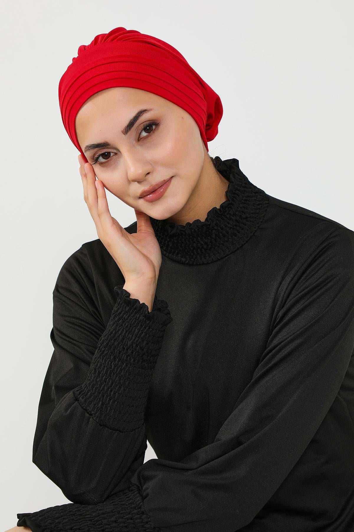 Pileli Tesettür (Deniz,Havuz) Yüzücü Bonesi,B-93SN