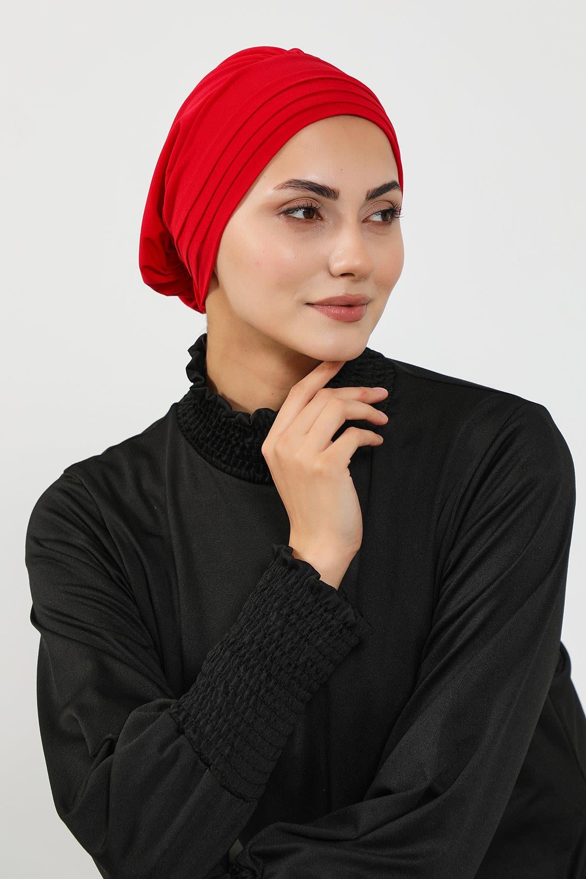 Pileli Tesettür (Deniz,Havuz) Yüzücü Bonesi,B-93SN