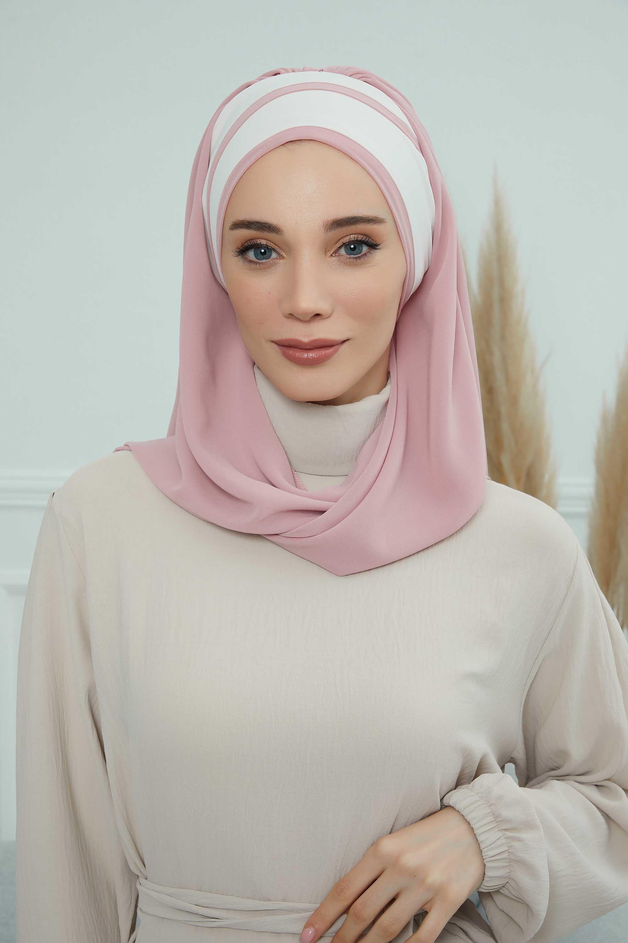 Renkli Şerit Detaylı Pratik Şifon Şal,CPS-83,CPS-83