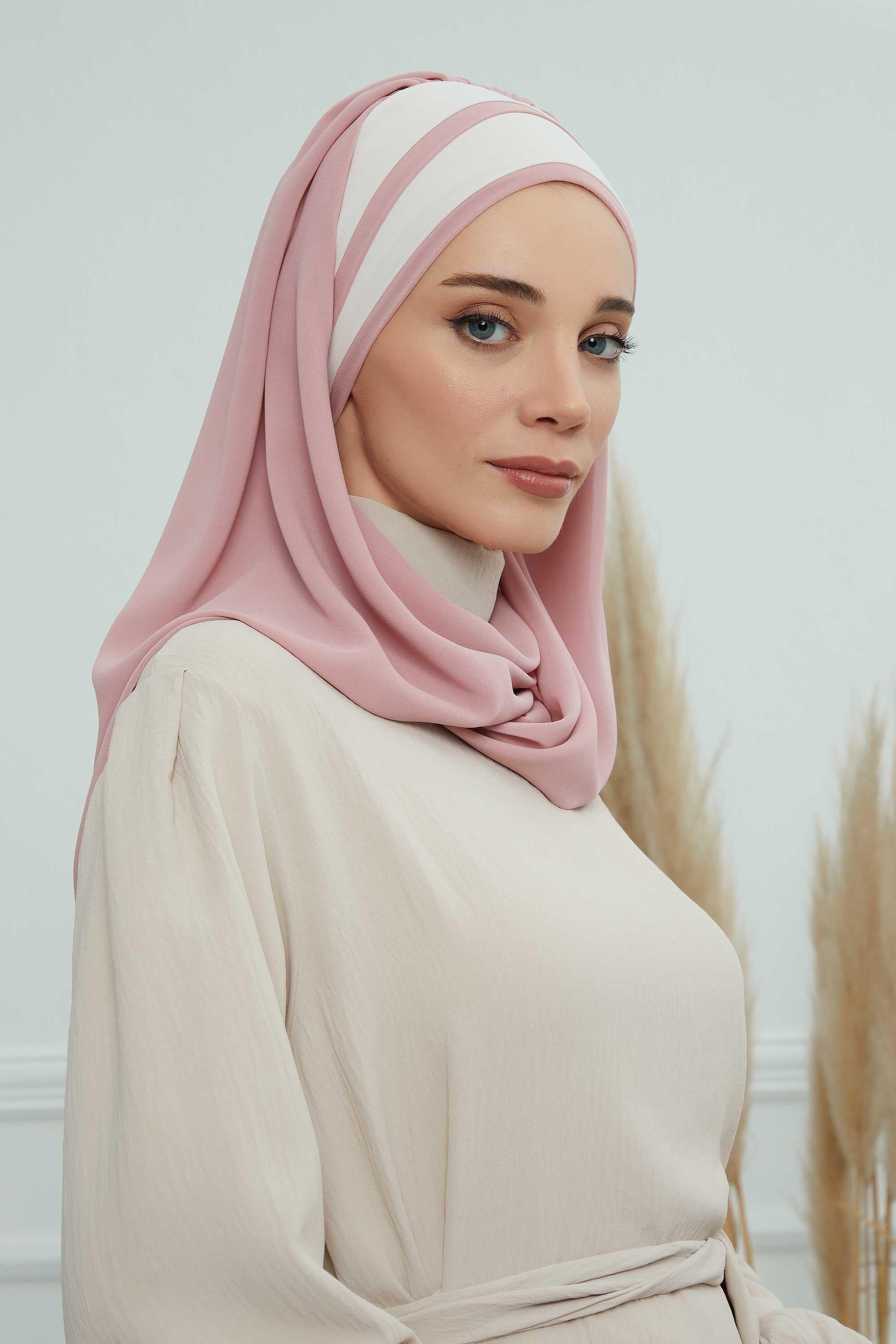Renkli Şerit Detaylı Pratik Şifon Şal,CPS-83,CPS-83