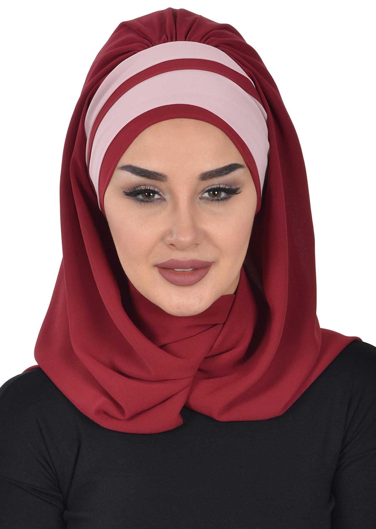 Renkli Şerit Detaylı Pratik Şifon Şal,CPS-83,CPS-83