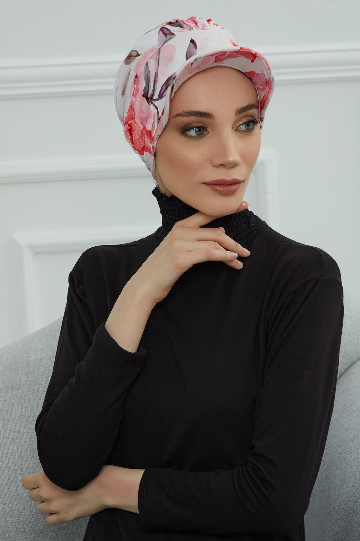 Şapkalı Desenli Penye Bone,B-30YD