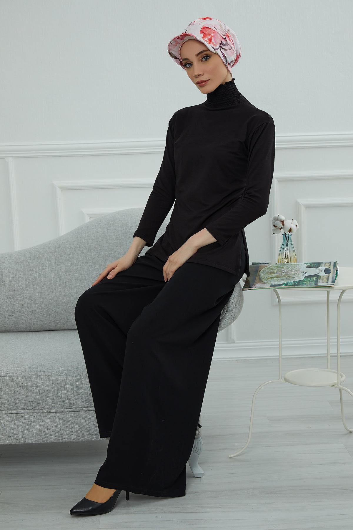 Şapkalı Desenli Penye Bone,B-30YD